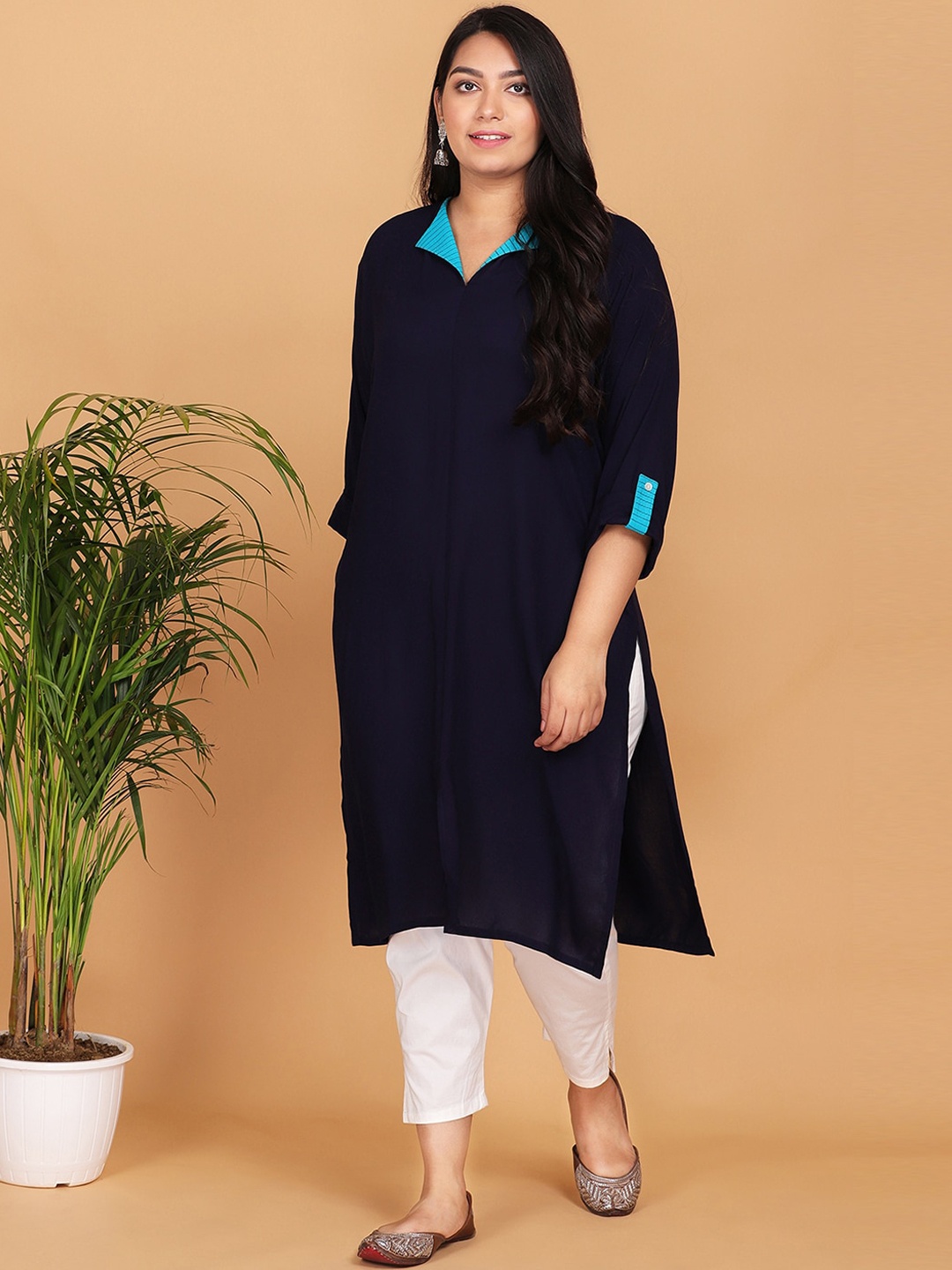 

LastInch Women Blue Solid Kurta