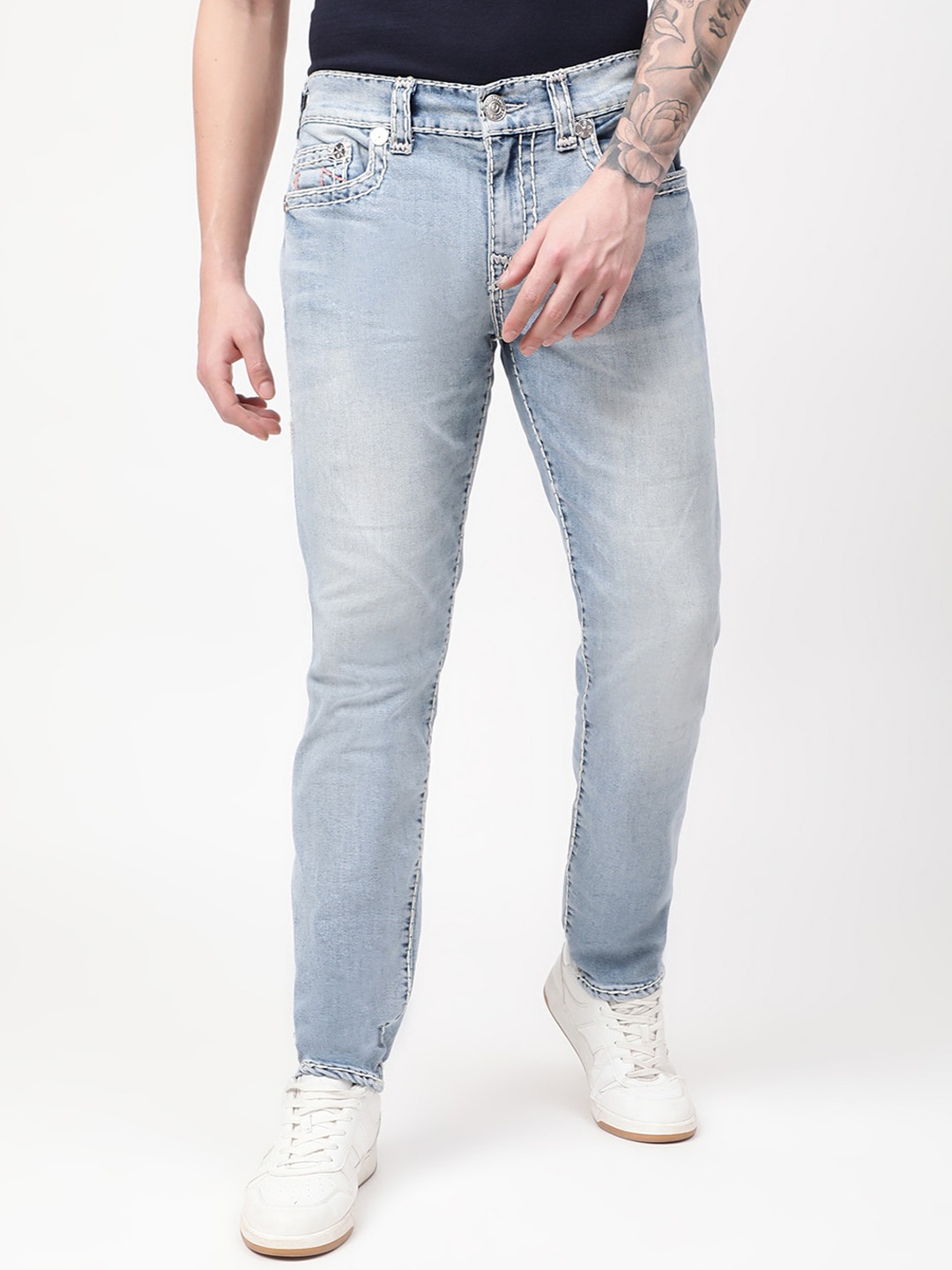

True Religion Men Super T Rocco Slim Fit Heavy Fade Stretchable Jeans, Blue