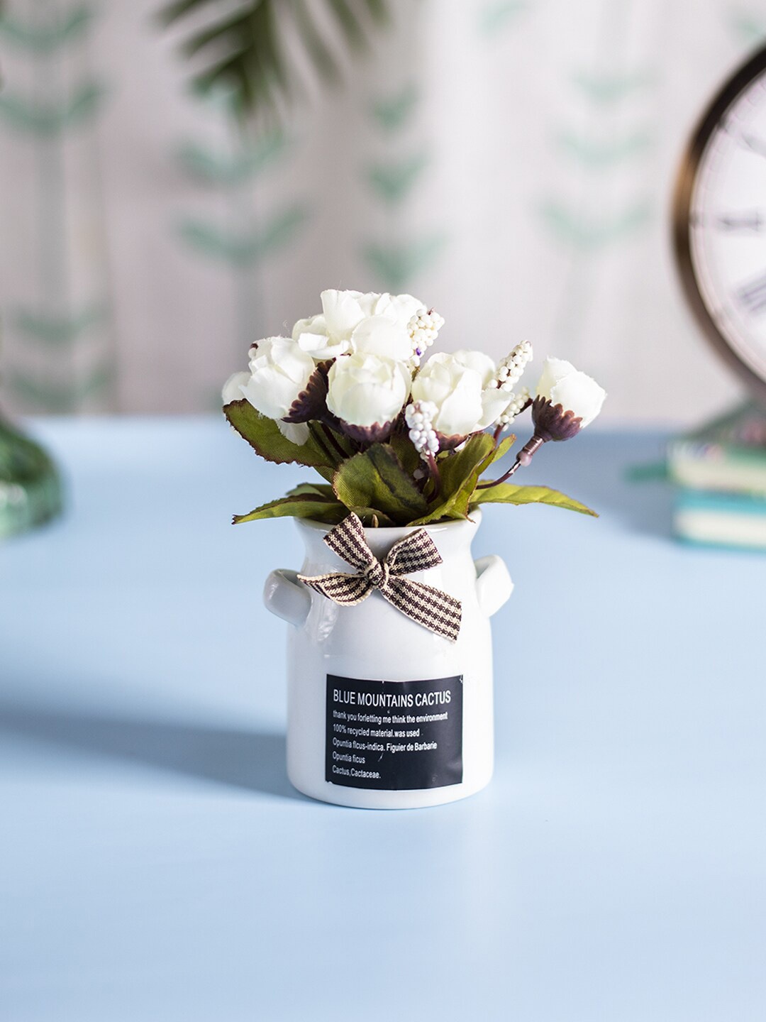 

MARKET99 White Rose Artificial Flowers and Plants With Pot