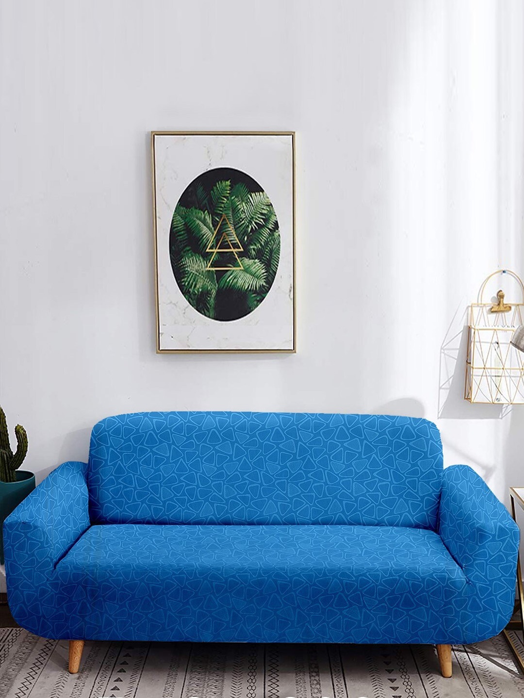 

Cortina Blue Printed 4-Seater Non-Slip Sofa Cover
