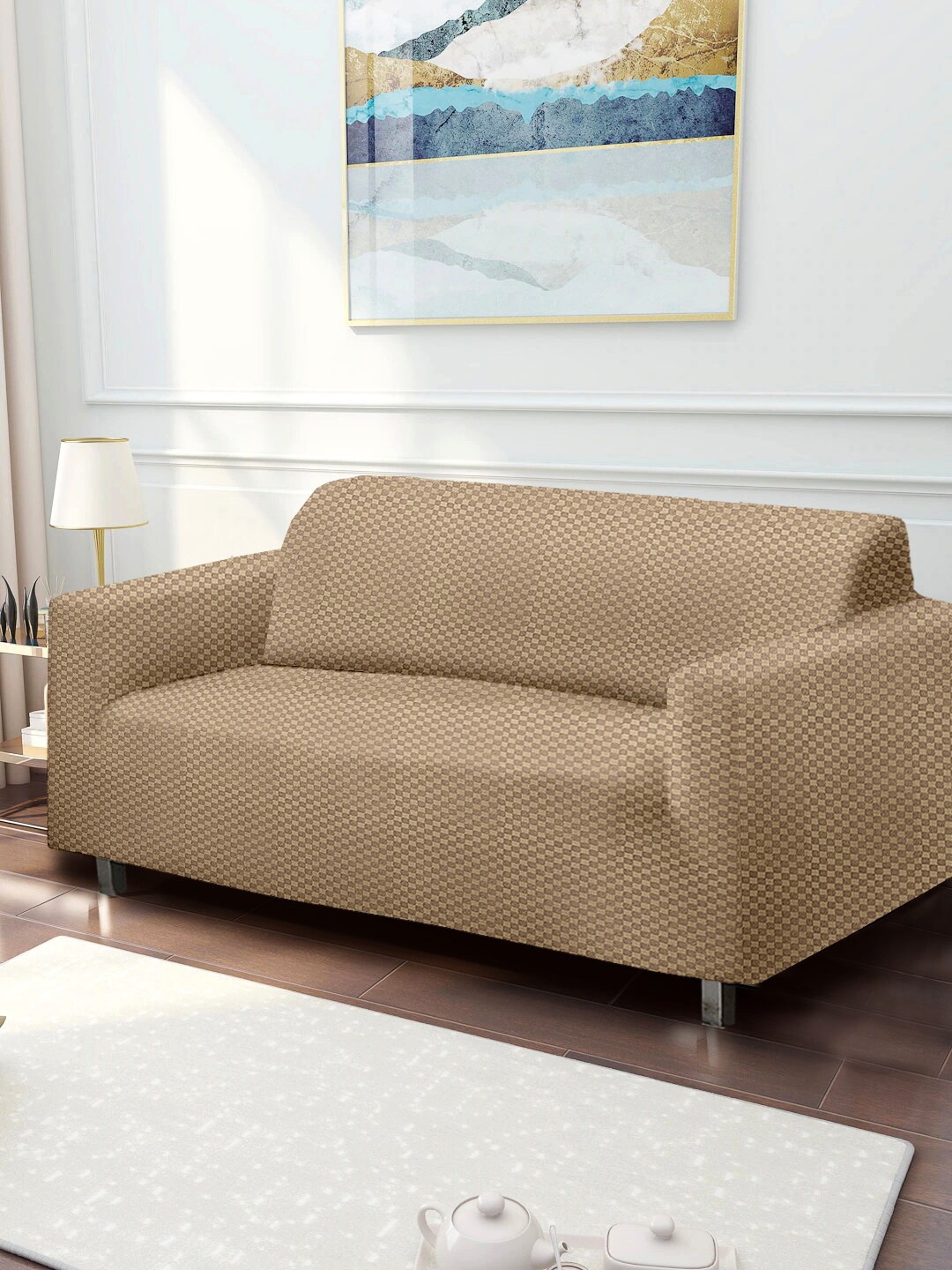 

Cortina Beige Solid 4 Seater Sofa Cover