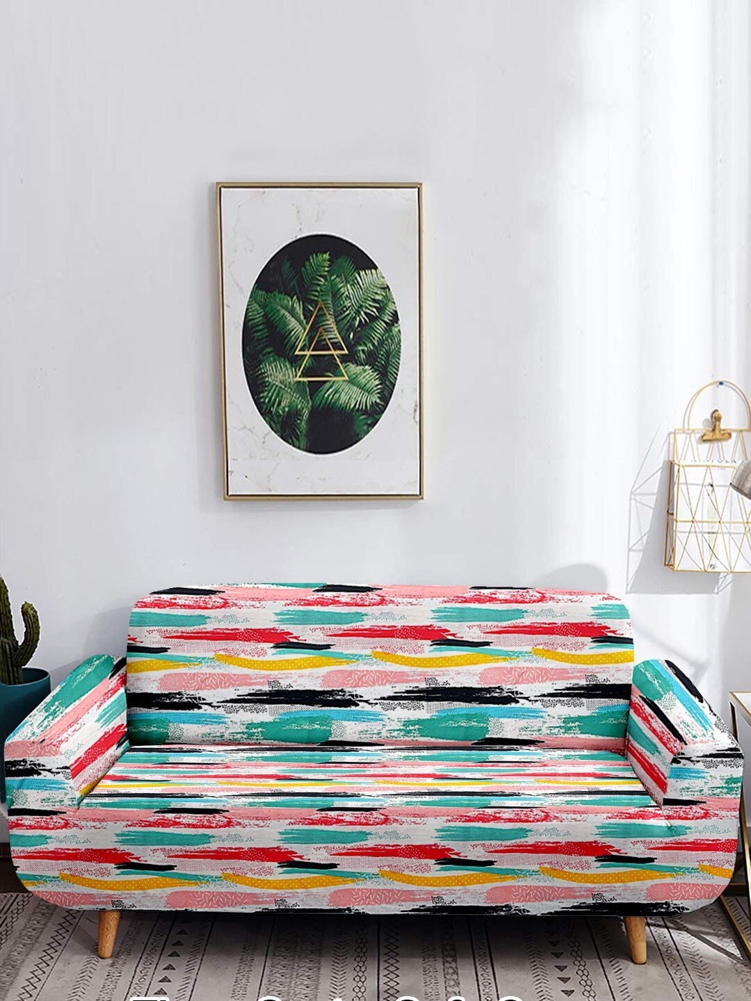 

Cortina White & Red Printed 4 Seater Sofa Cover