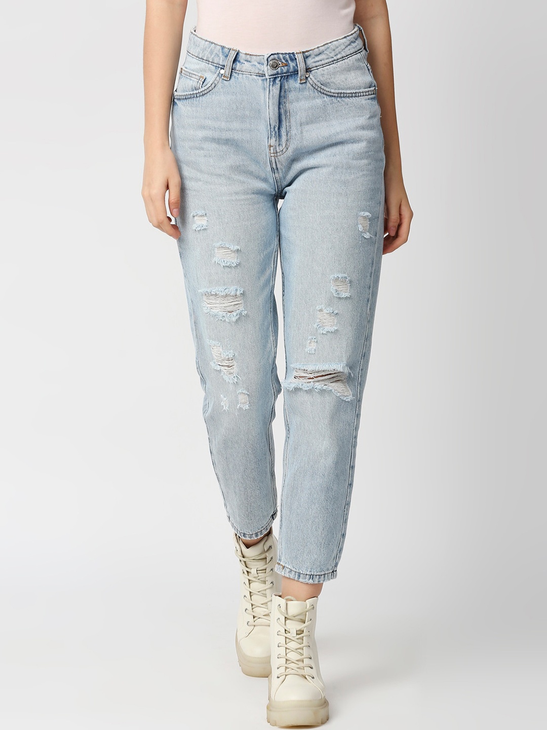 

LOVEGEN Women Blue High-Rise Mildly Distressed Heavy Fade Jeans
