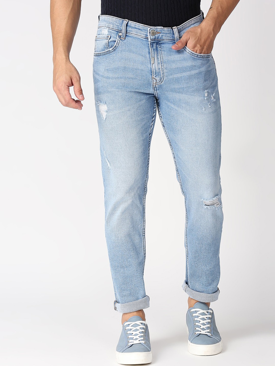 

LOVEGEN Men Blue Skinny Fit Mildly Distressed Heavy Fade Stretchable Jeans