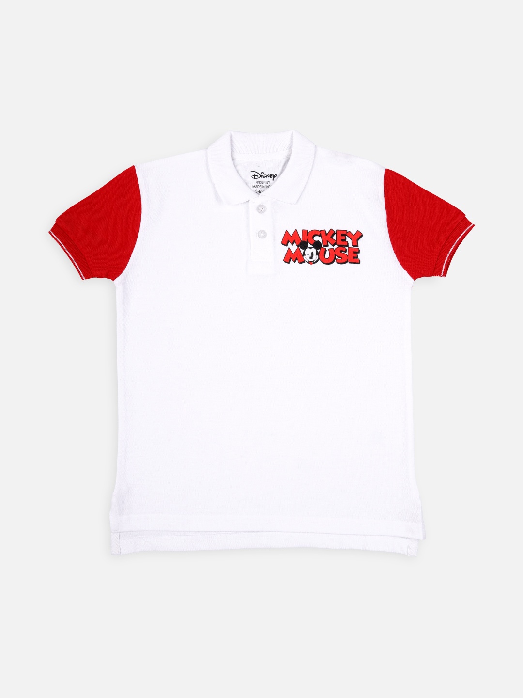 

Nap Chief Kids White & Red Mickey Mouse Polo Collar Pure Cotton Slim Fit T-shirt
