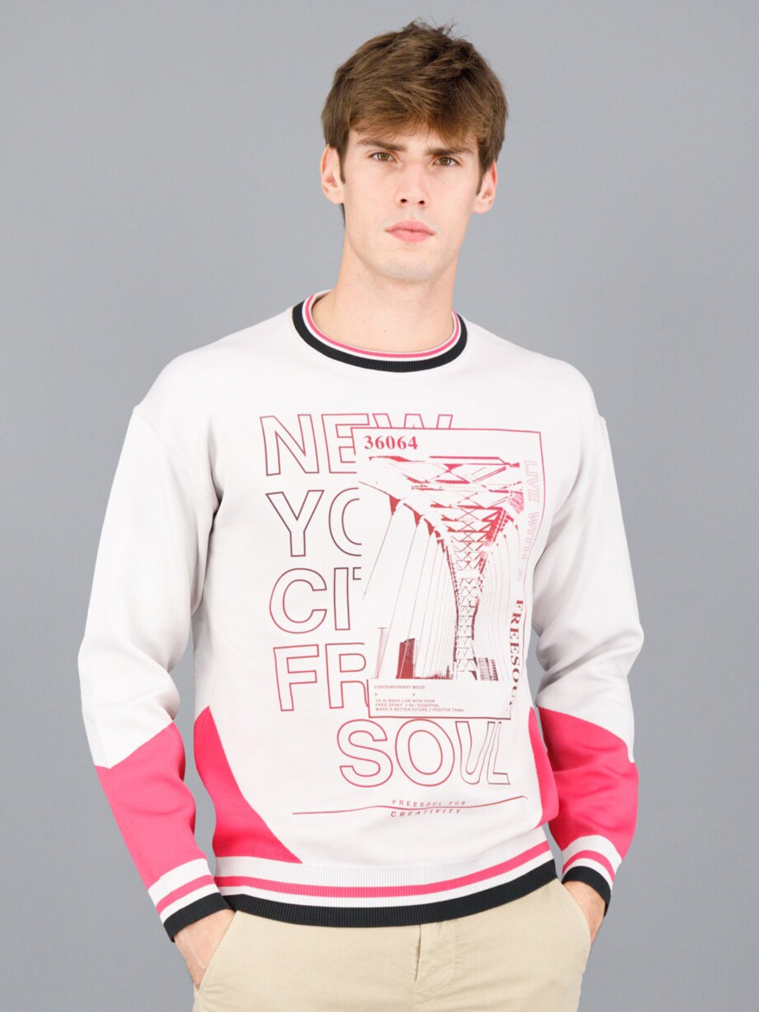 

FREESOUL Men Off White Printed Sweatshirt