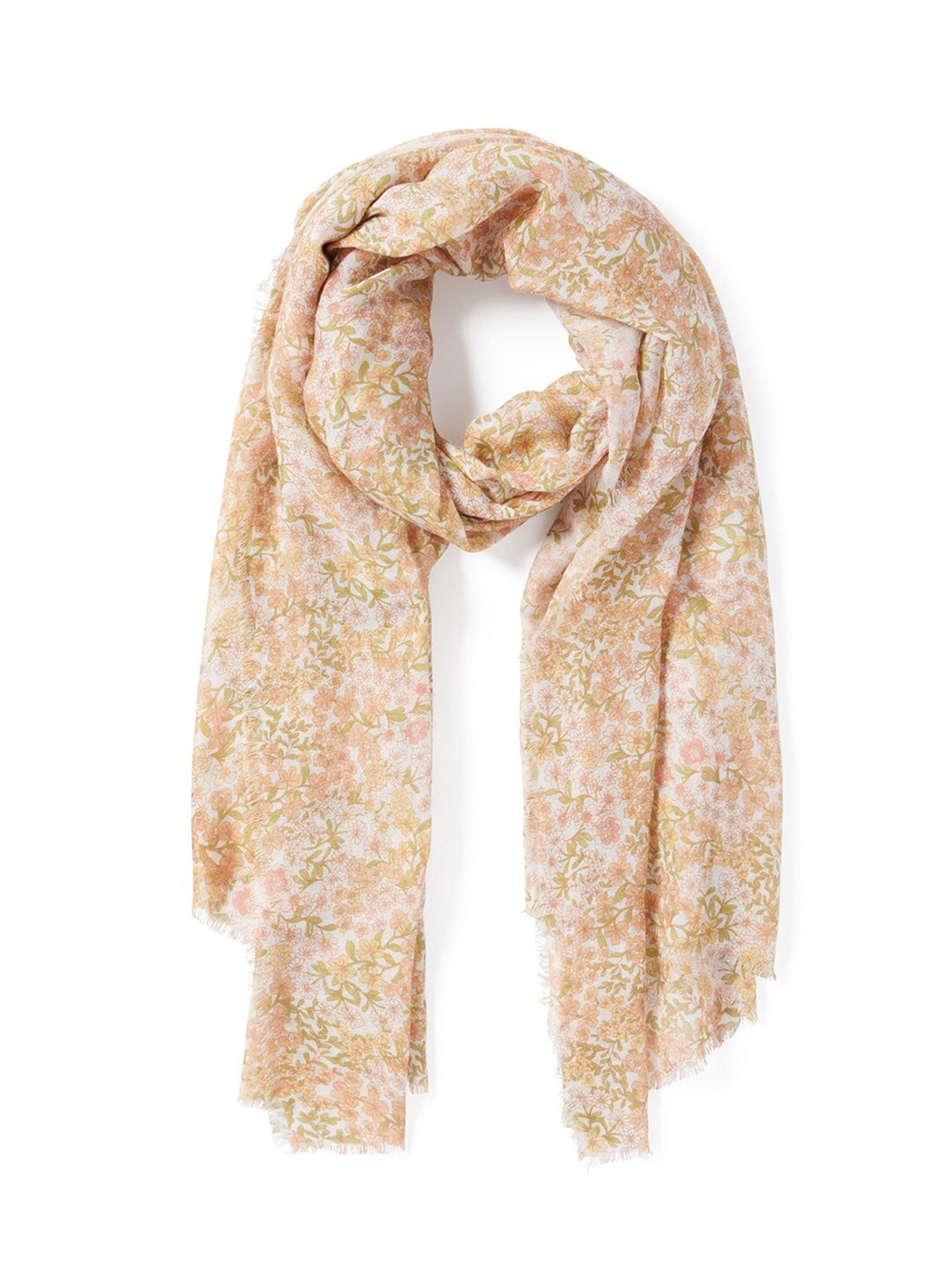 

Forever New Women Gold-Toned & Cream-Coloured Printed Scarf