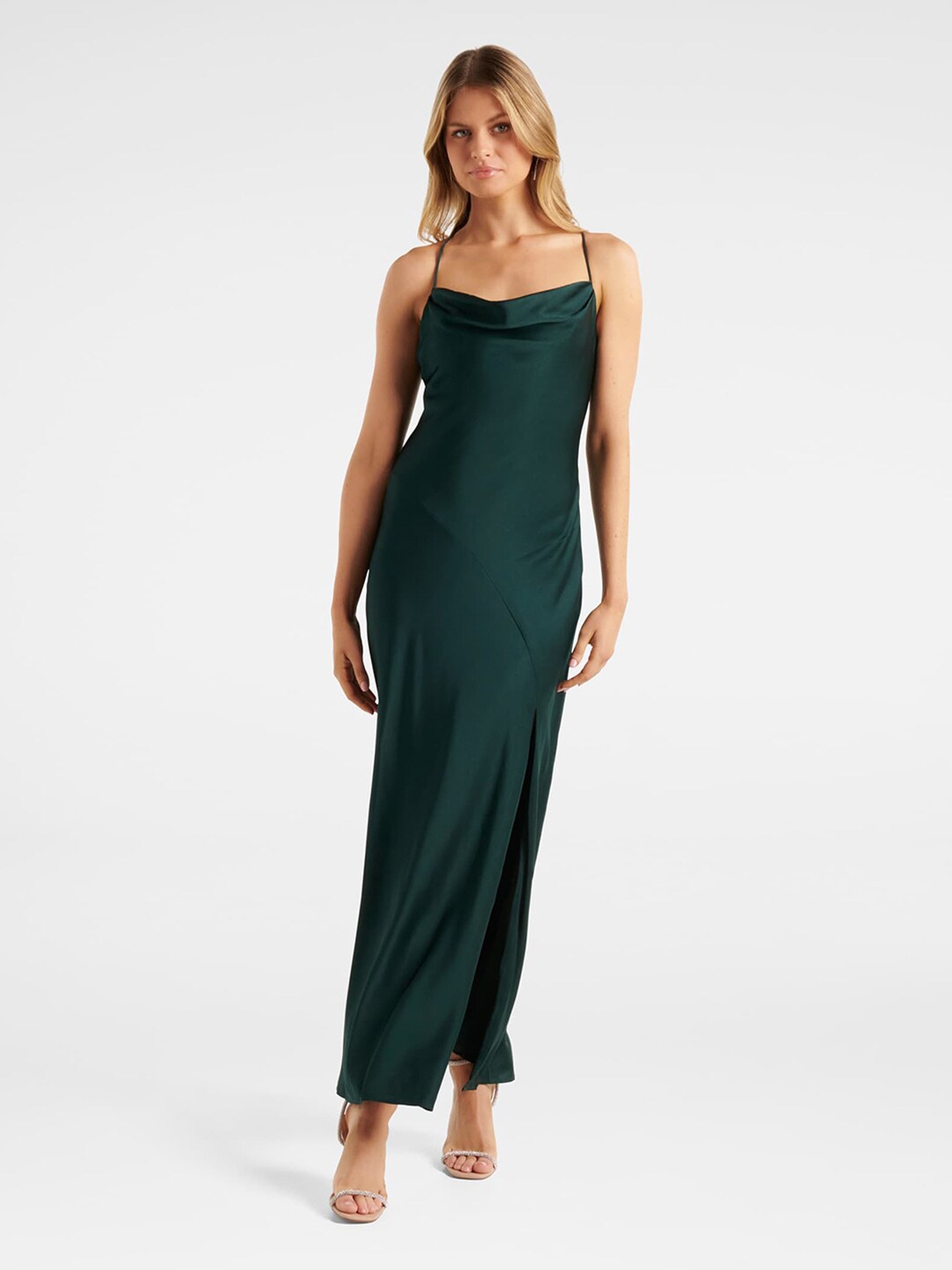 

Forever New Green Satin Maxi Dress