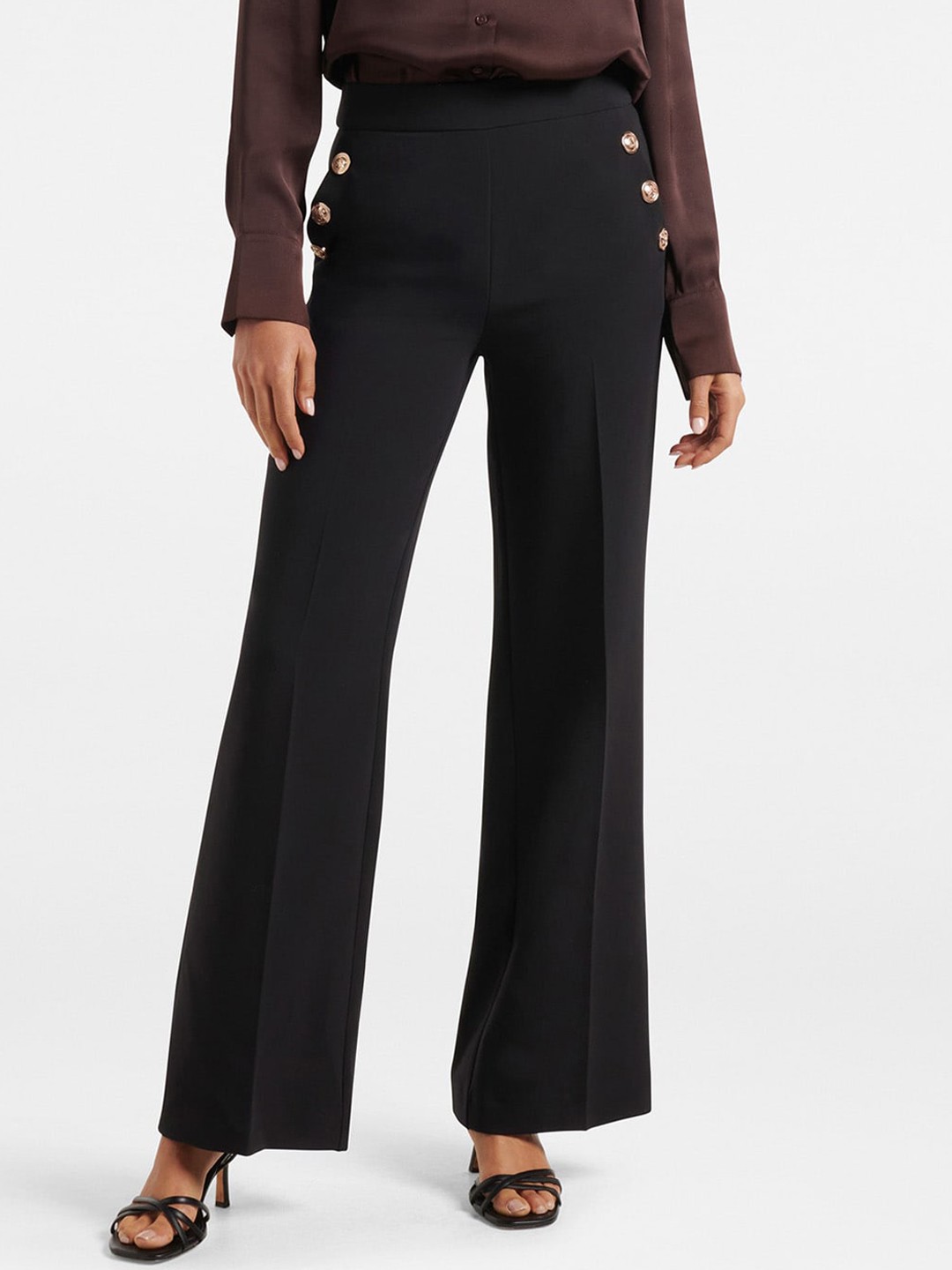 

Forever New Women Black High-Rise Wide Leg Trousers