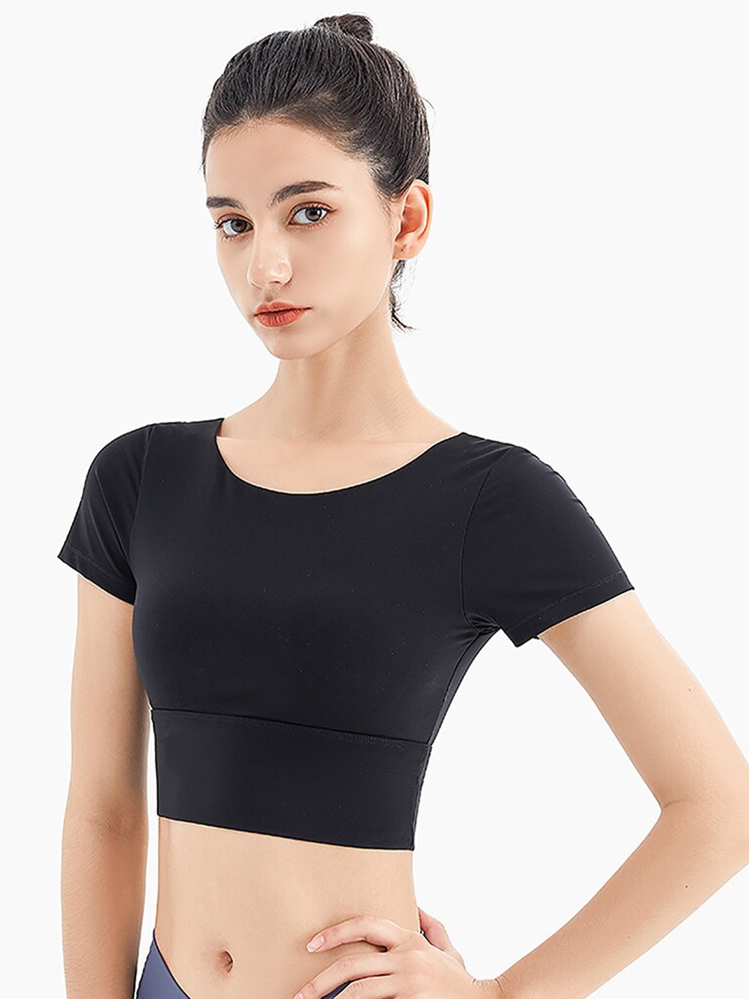 

JC Collection Women Black Styled Back Crop Top