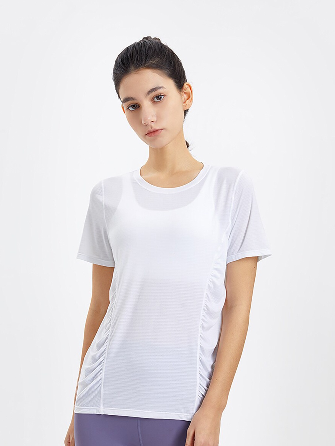 

JC Collection Women White Solid Semi Sheer Top