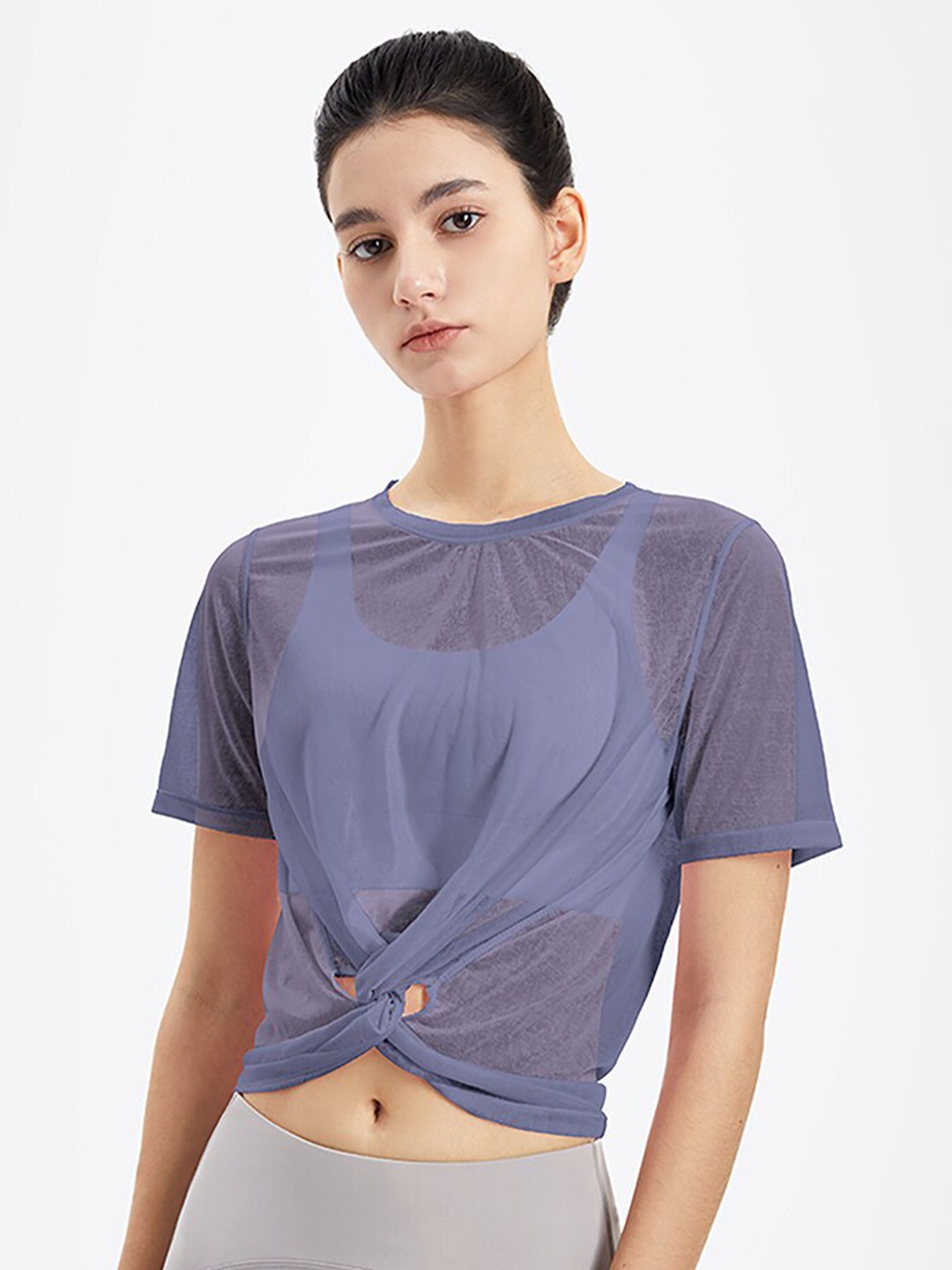 

JC Collection Purple Twisted Crop Top