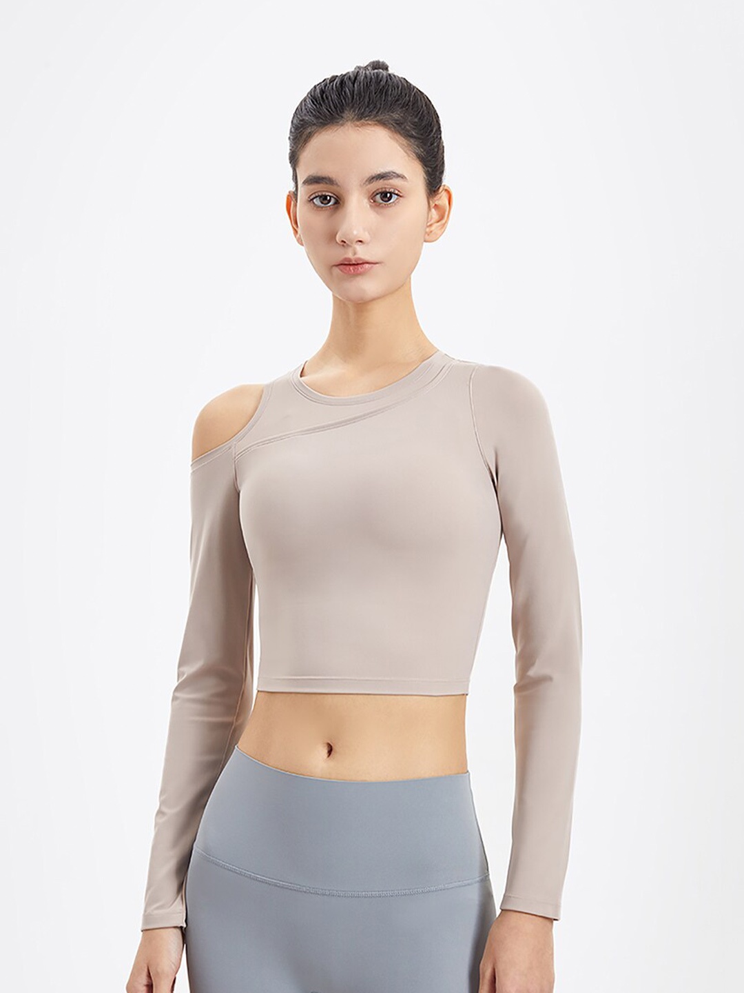 

JC Collection Women Taupe Cut Out Crop Top