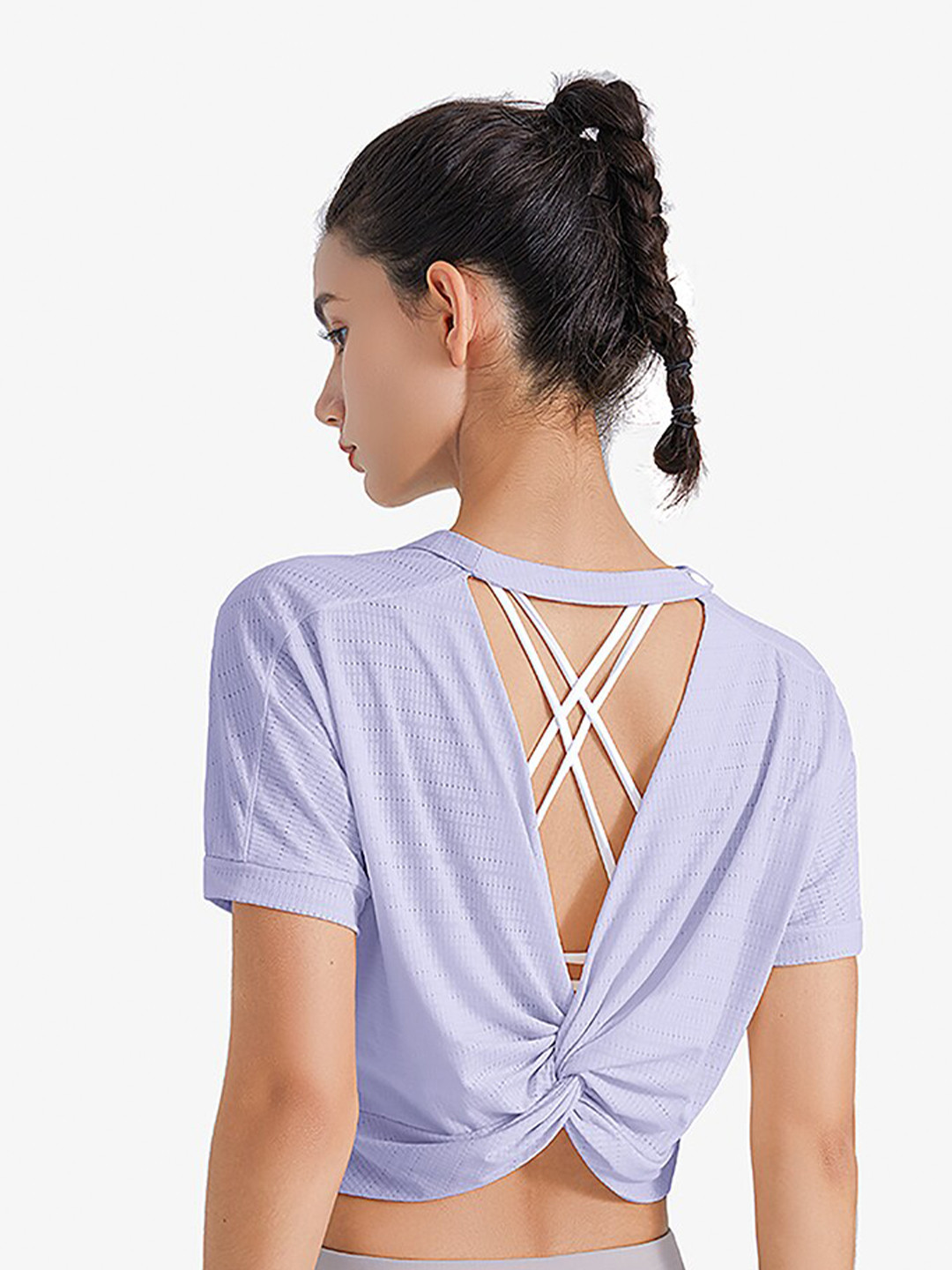 

JC Collection Women Purple Self Design Nylon Tank Crop Top
