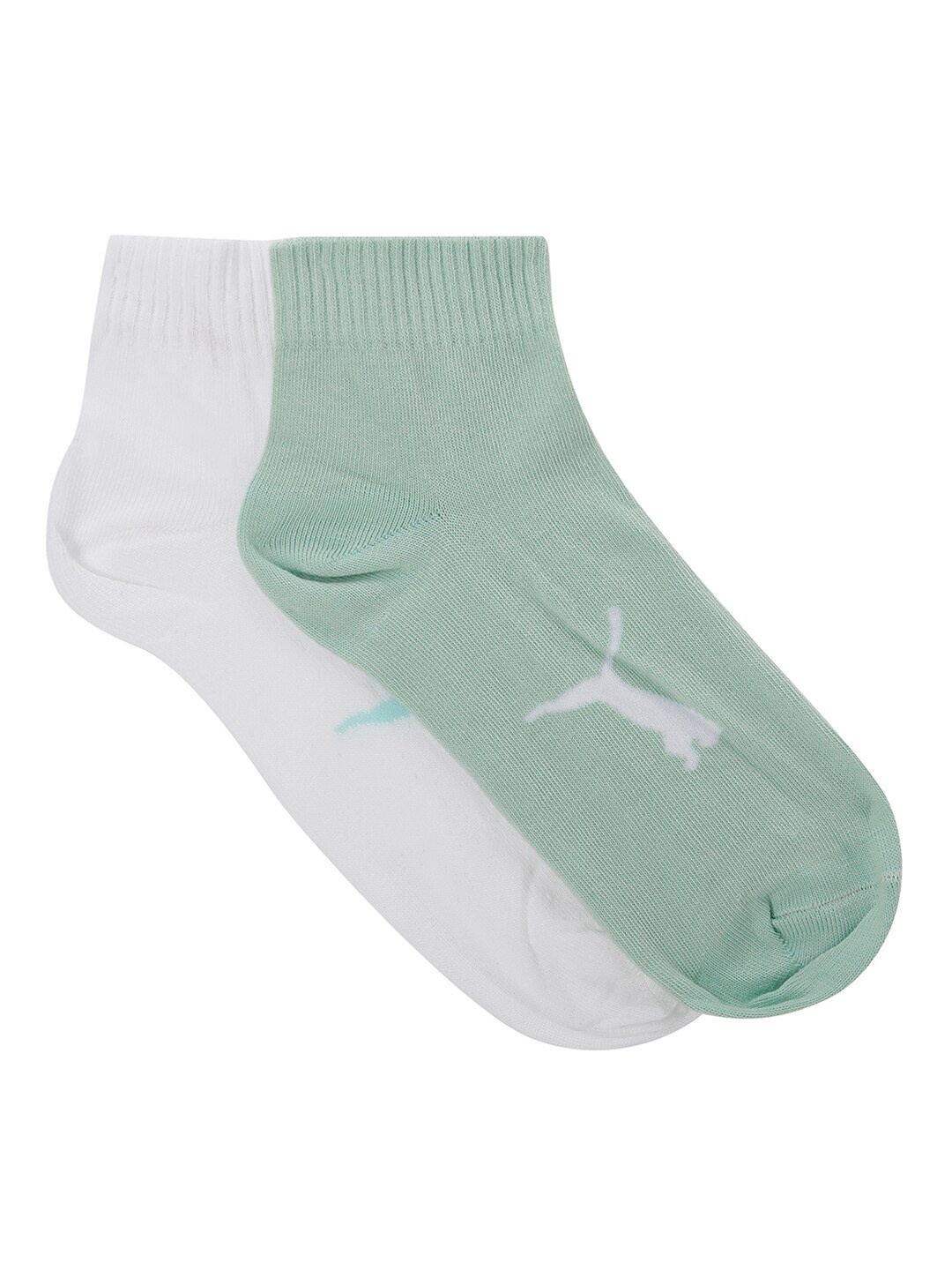 

Puma Women Pack Of 2 Green & White Solid Ankle-Length Socks