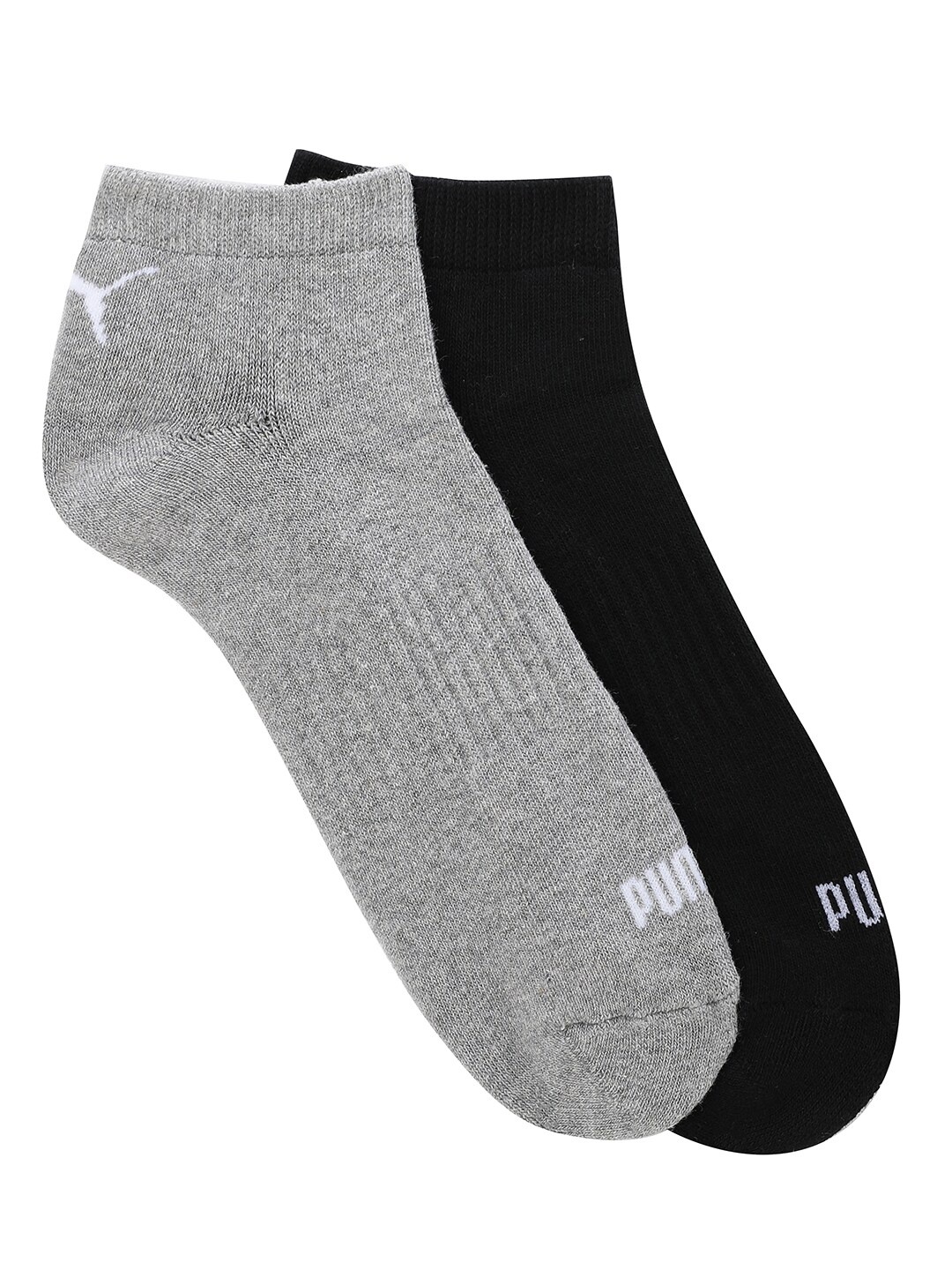 

Puma Pack Of 2 Grey & Black Solid Ankle-Length Socks