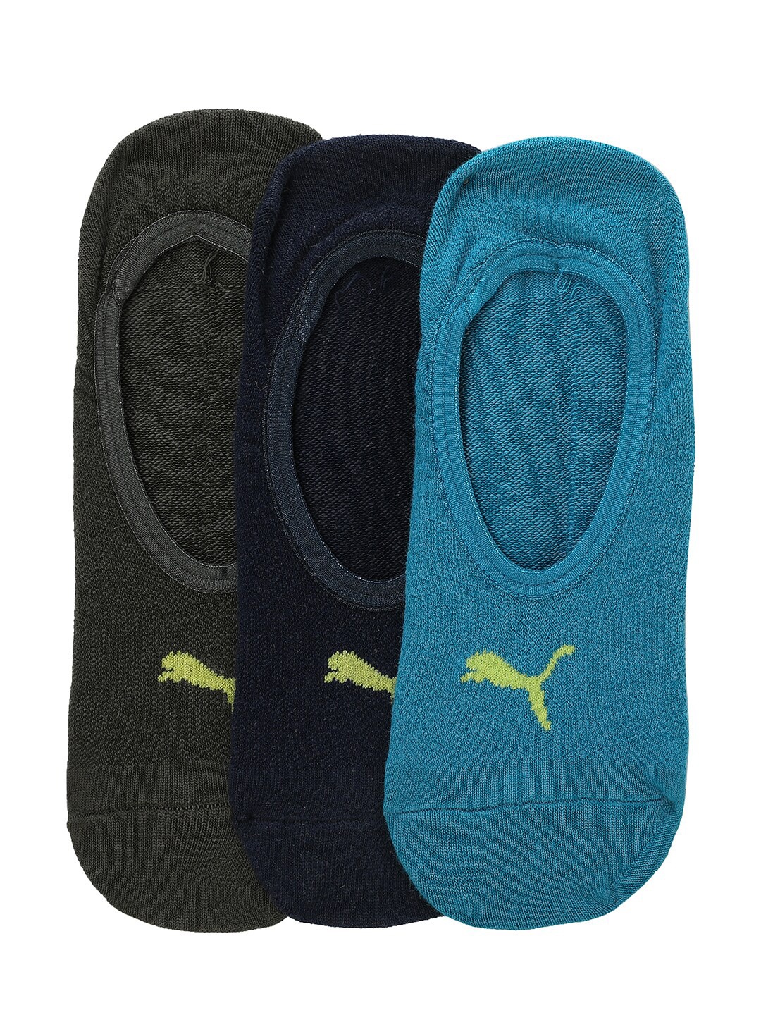 

Puma Pack Of 3 Solid Ankle-Length Cotton Socks, Olive