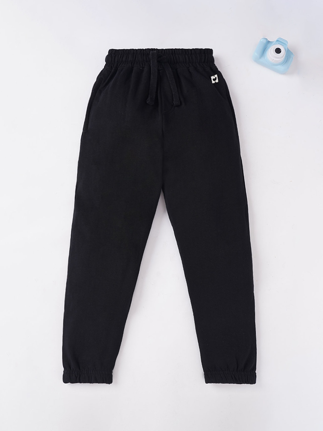 

Ed-a-Mamma Girls Black Solid Cotton Joggers