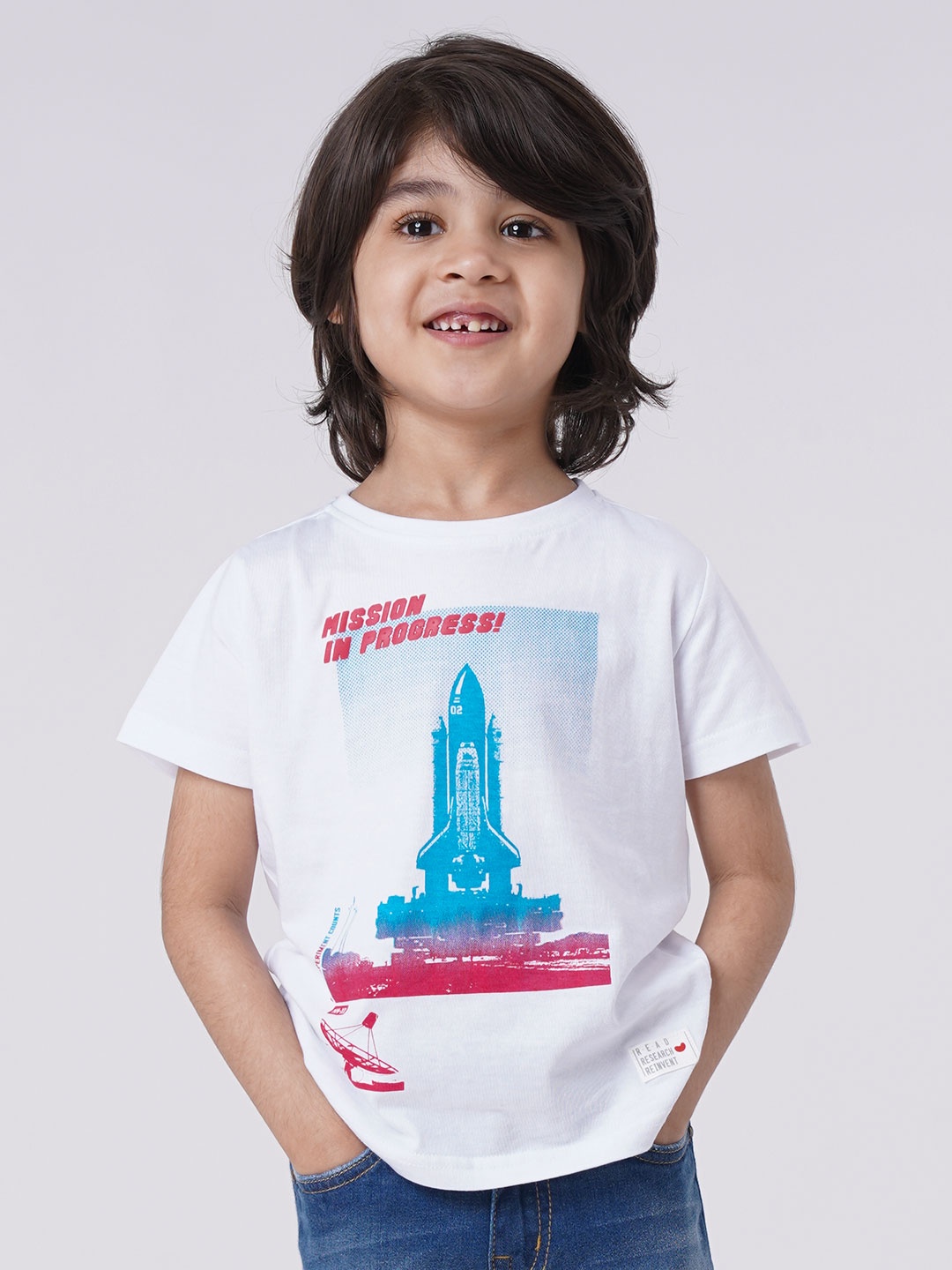 

Ed-a-Mamma Boys White Printed T-shirt