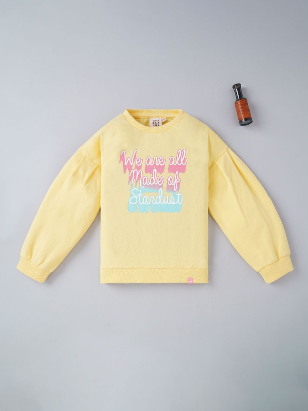 

Ed-a-Mamma Girls Yellow Printed Sweatshirt
