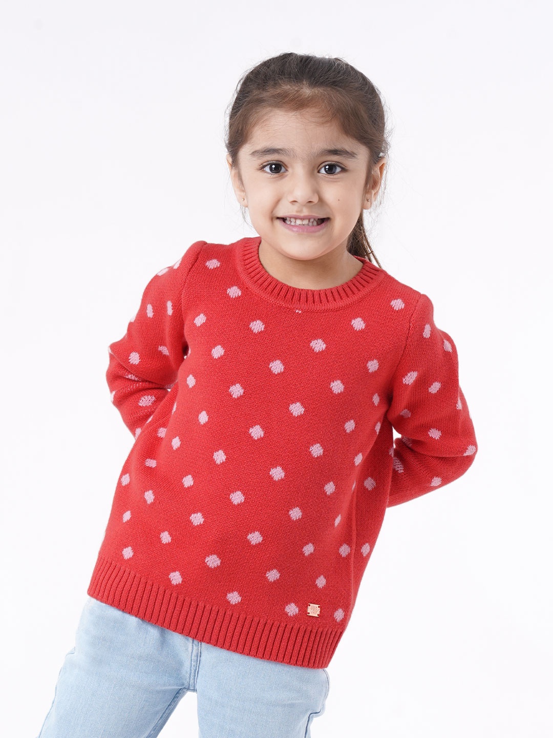 

Ed-a-Mamma Girls Red & White Printed Pullover