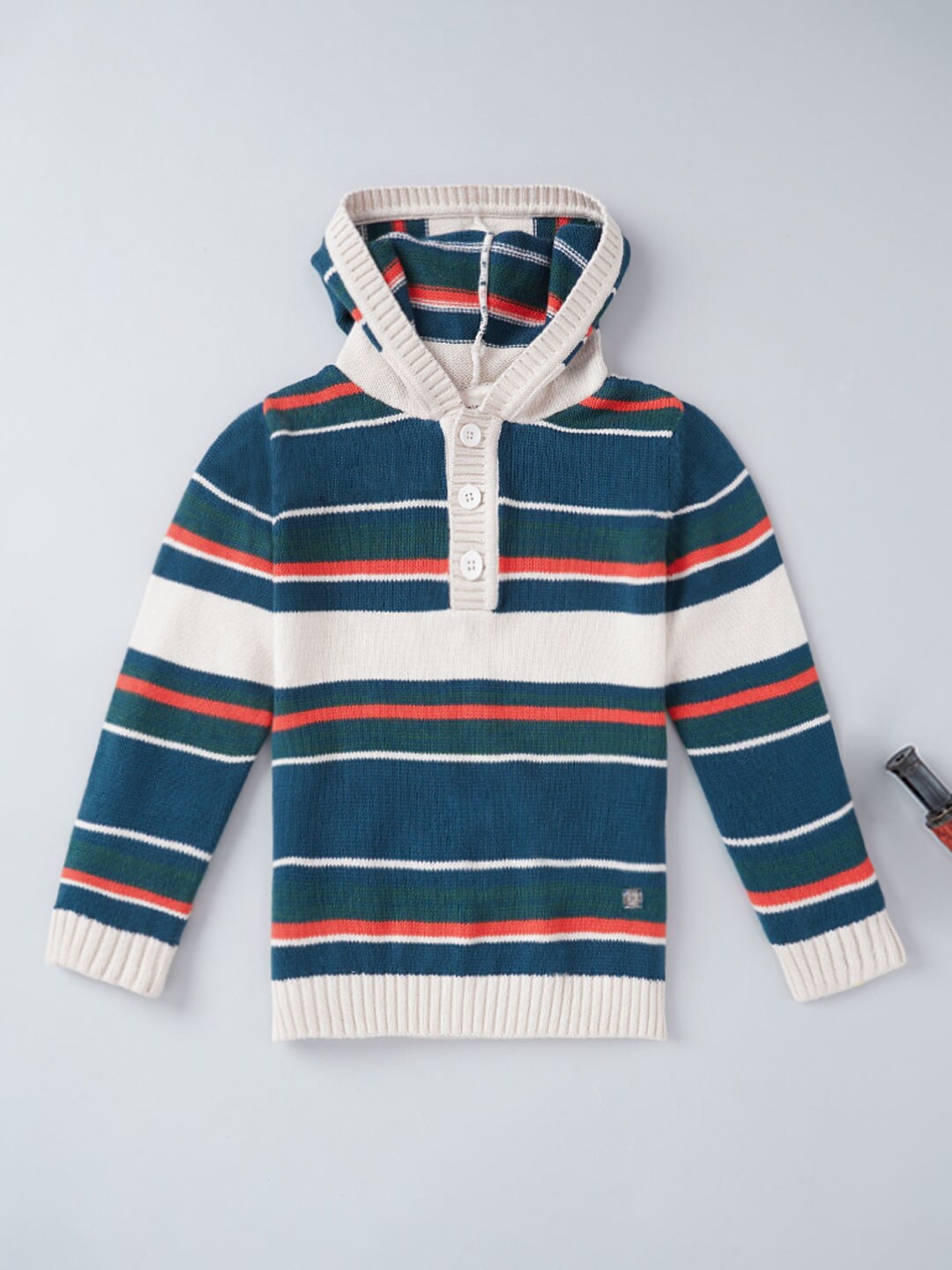 

Ed-a-Mamma Boys Blue & White Striped Cotton Pullover