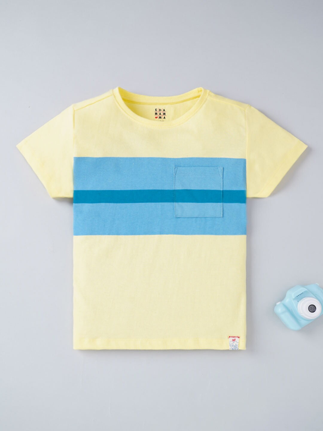 

Ed-a-Mamma Boys Yellow Striped Extended Sleeves T-shirt