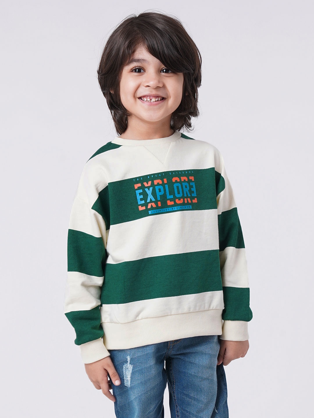 

Ed-a-Mamma Boys Green Printed Sweatshirt