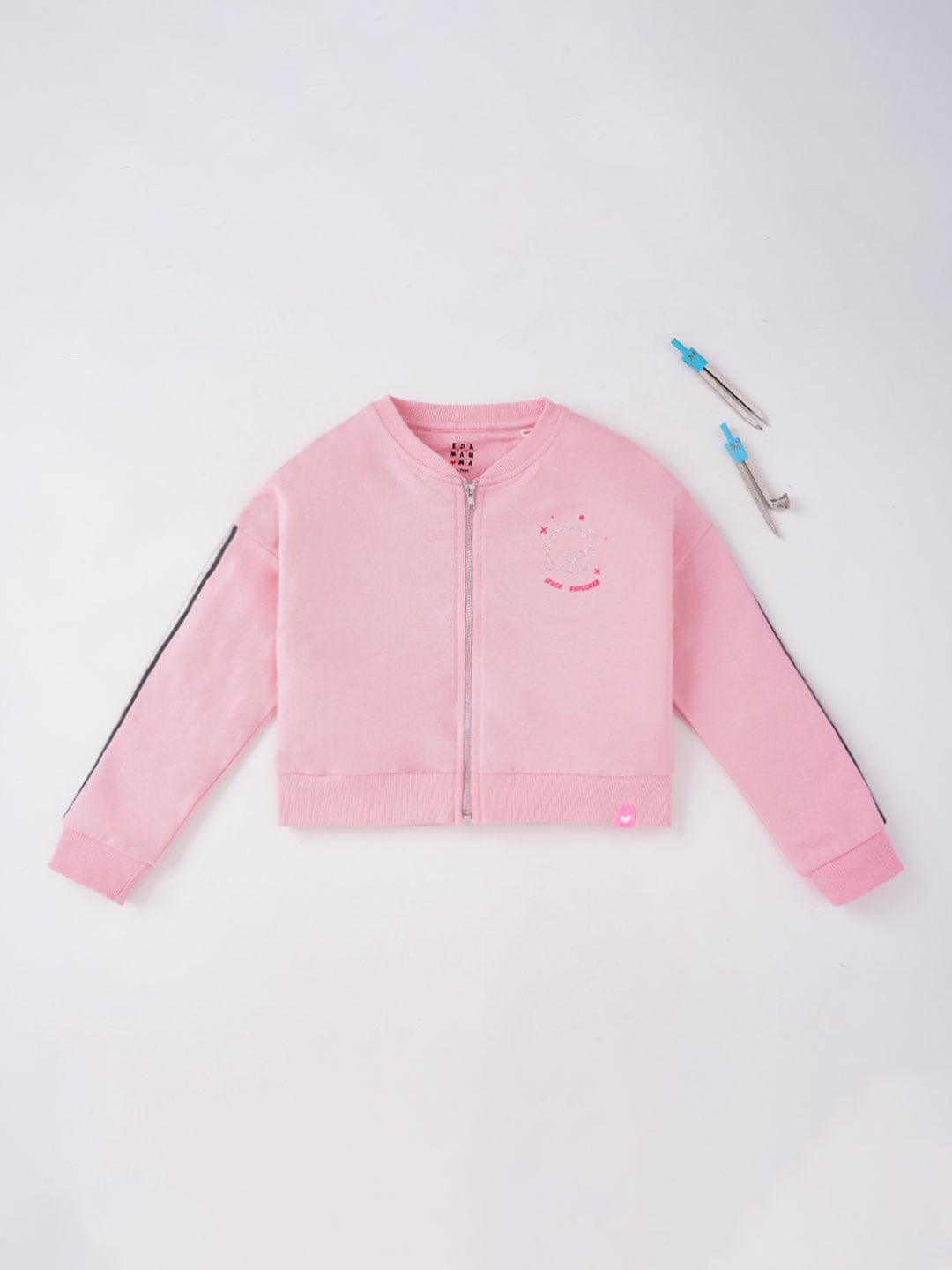 

Ed-a-Mamma Girls Pink Crop Open Front Jacket