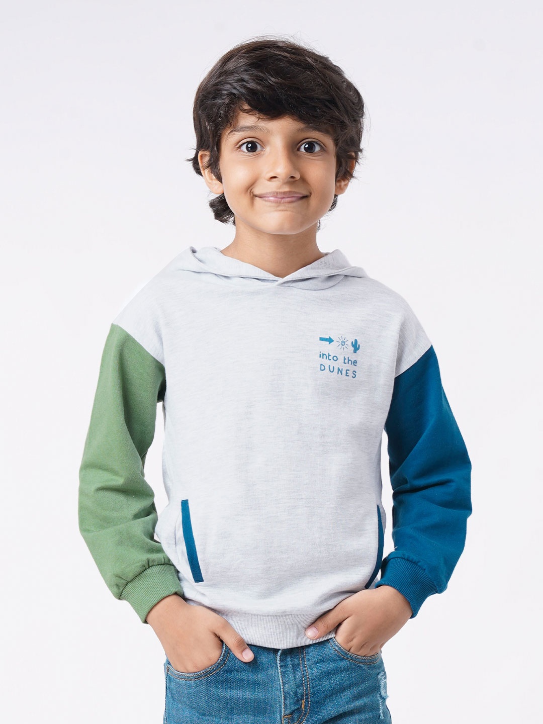 

Ed-a-Mamma Boys Grey Colourblocked Hooded Sweatshirt