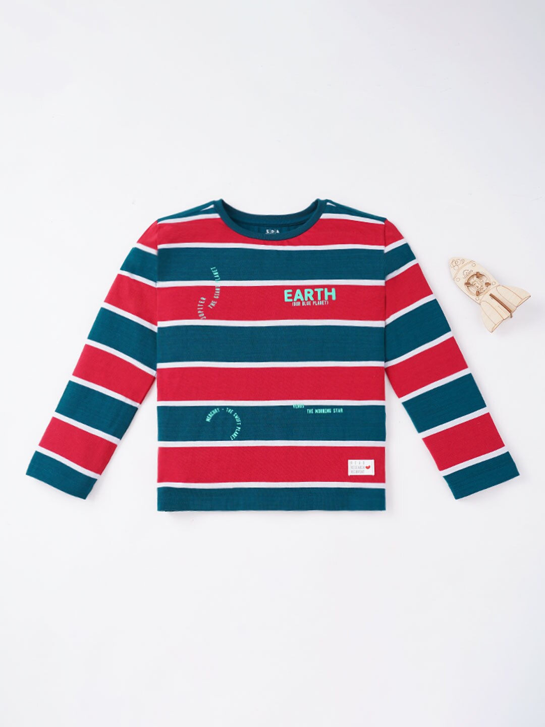 

Ed-a-Mamma Boys Multicoloured Striped Applique T-shirt, Multi