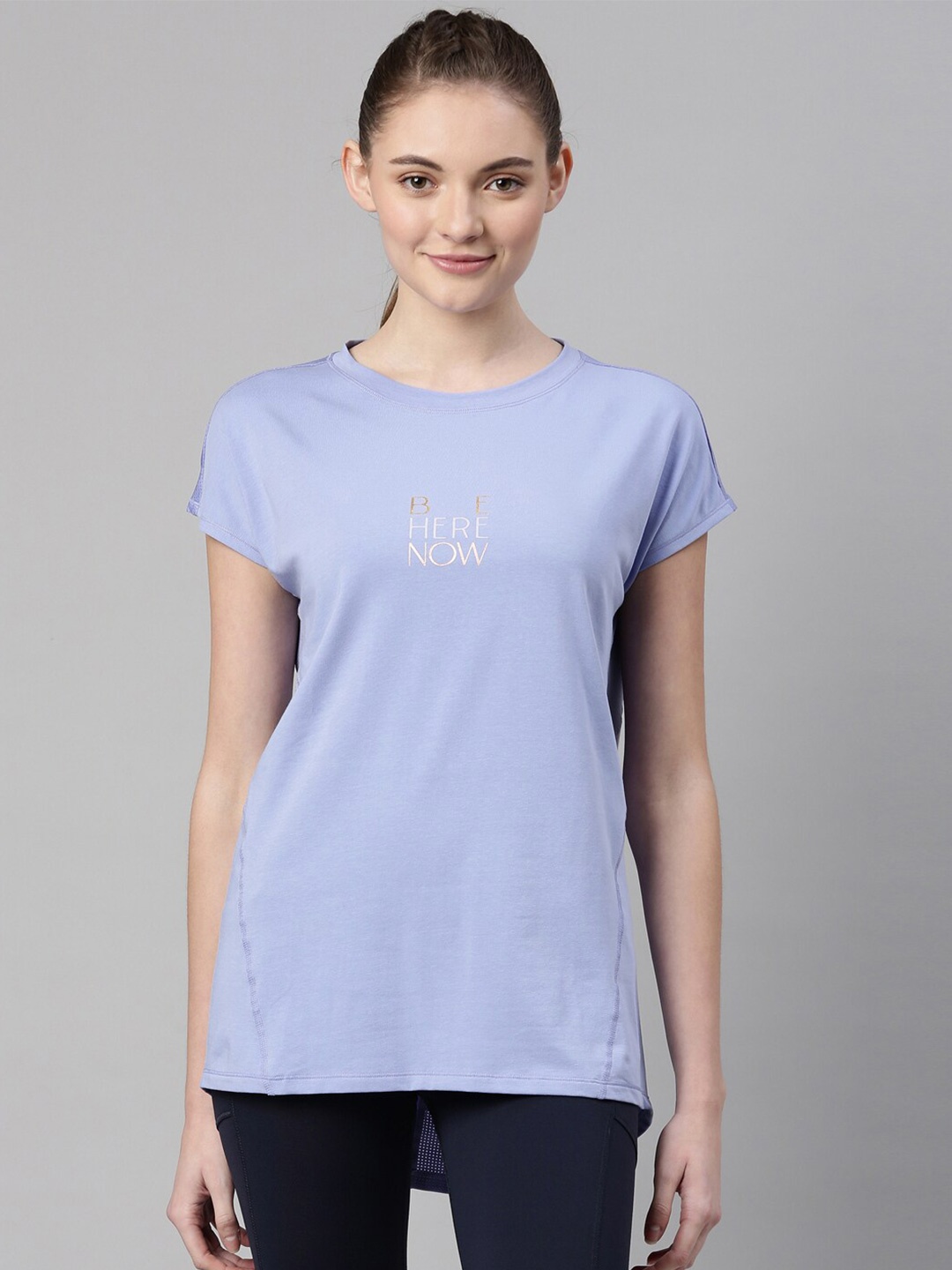 

Enamor Women Purple Typography Antimicrobial T-shirt
