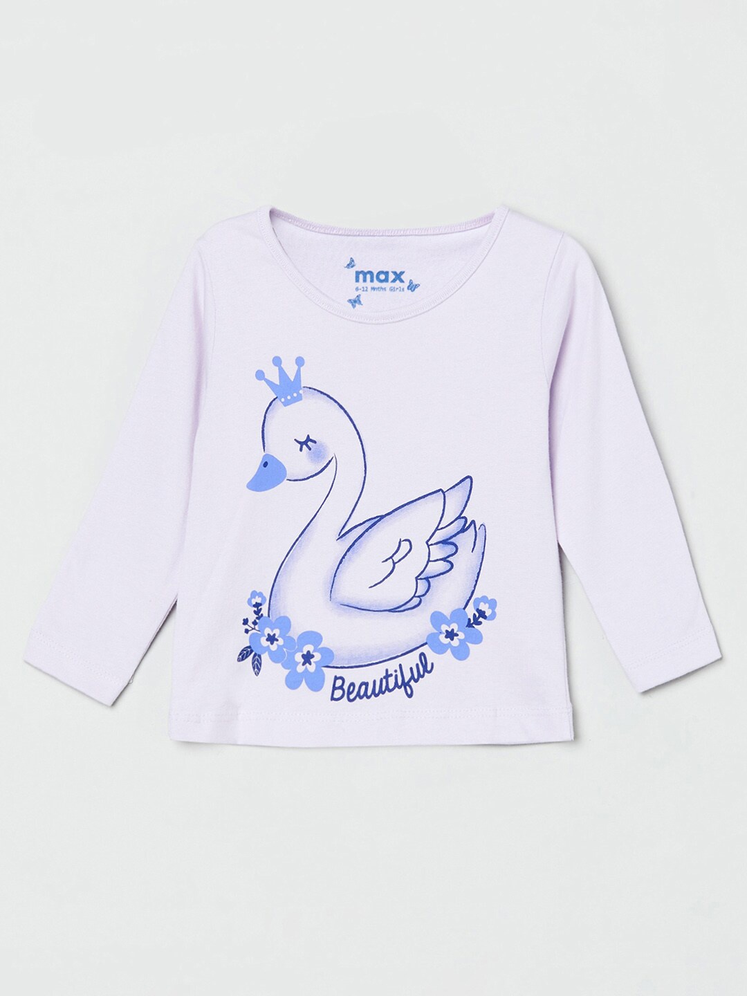 

max Girls Lavender Printed T-shirt