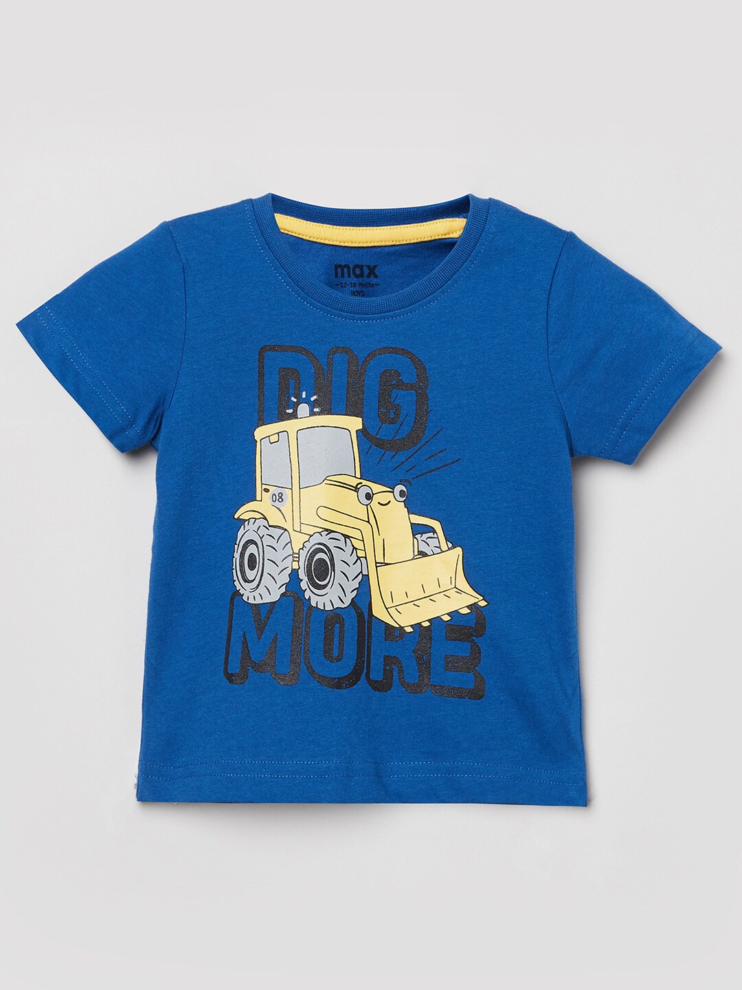 

max Boys Blue Printed Applique T-shirt