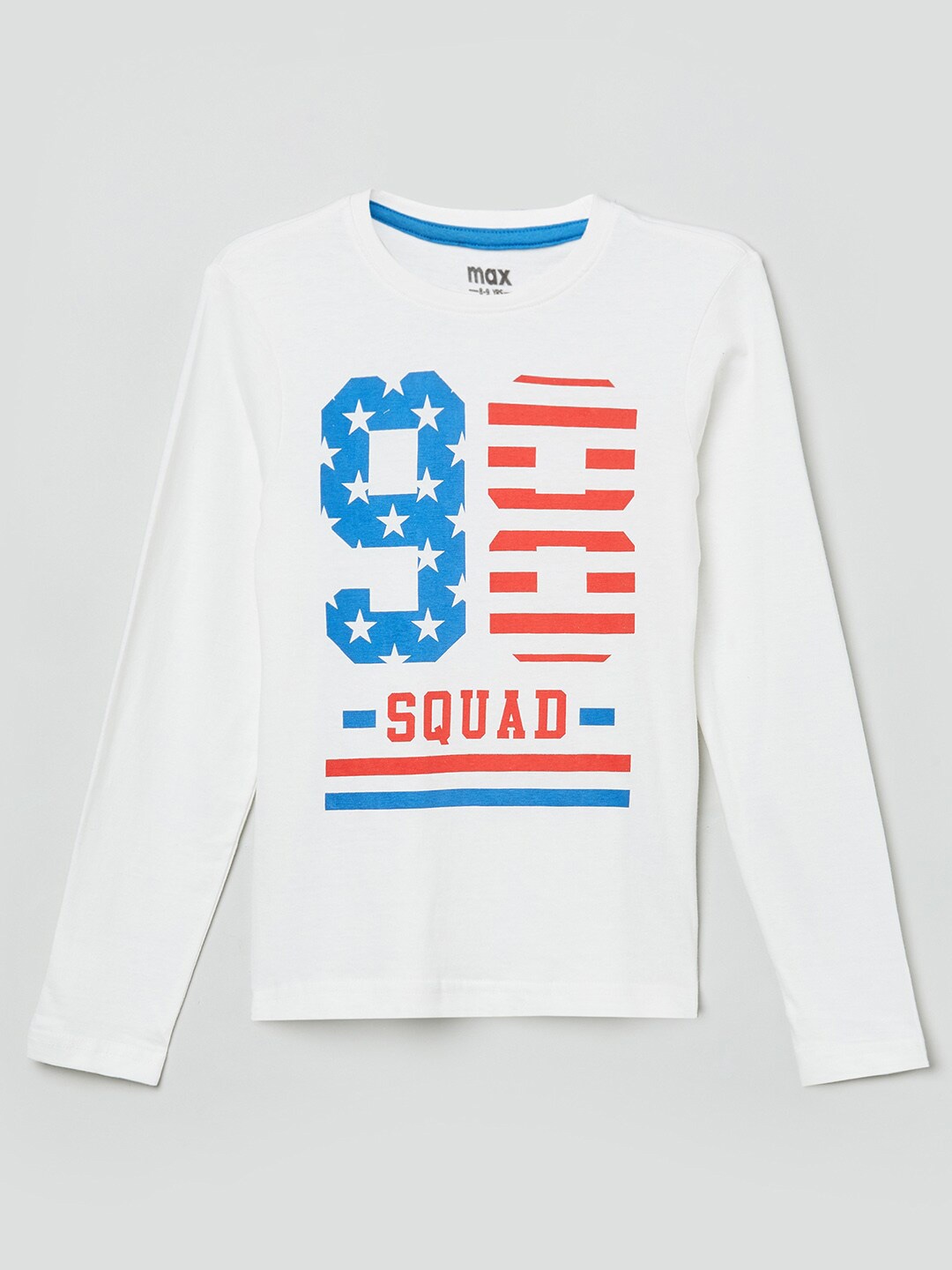 max Boys White Typography Printed Applique T-shirt