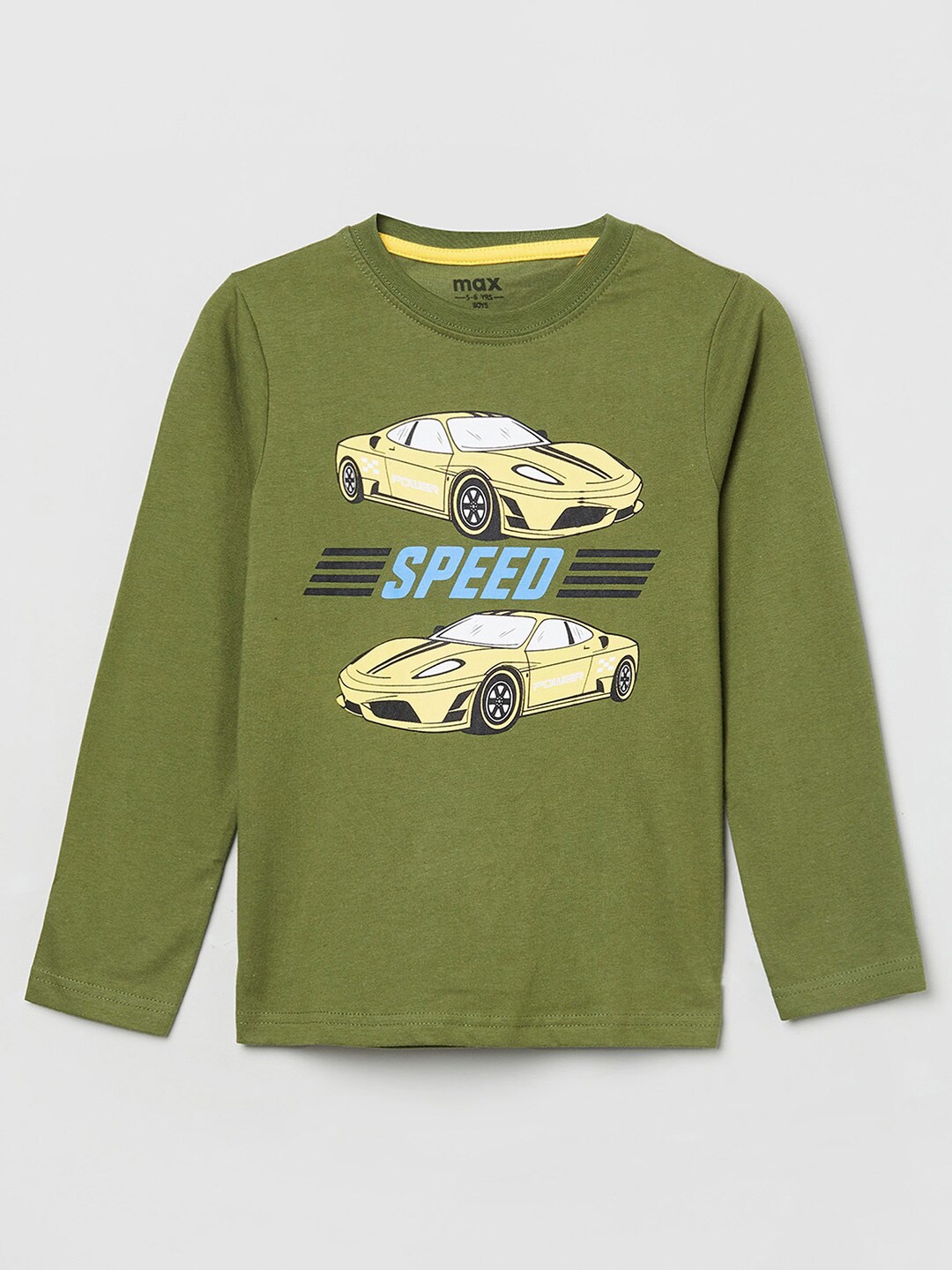 

max Boys Green Printed T-shirt