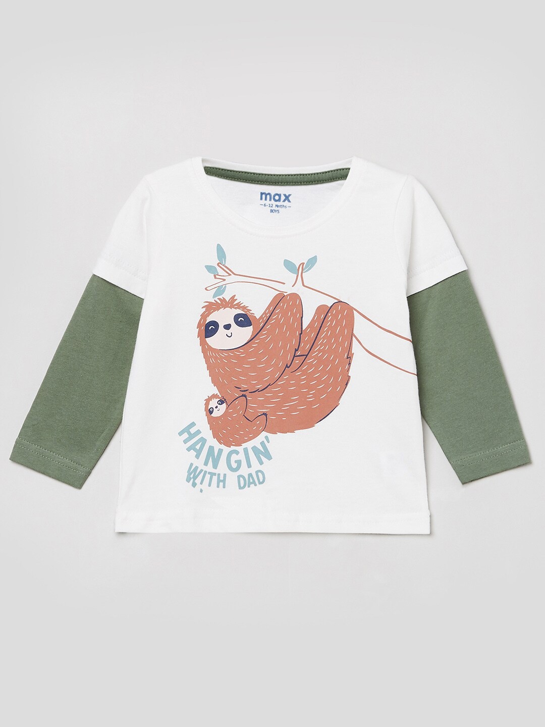 

max Boys White Printed T-shirt