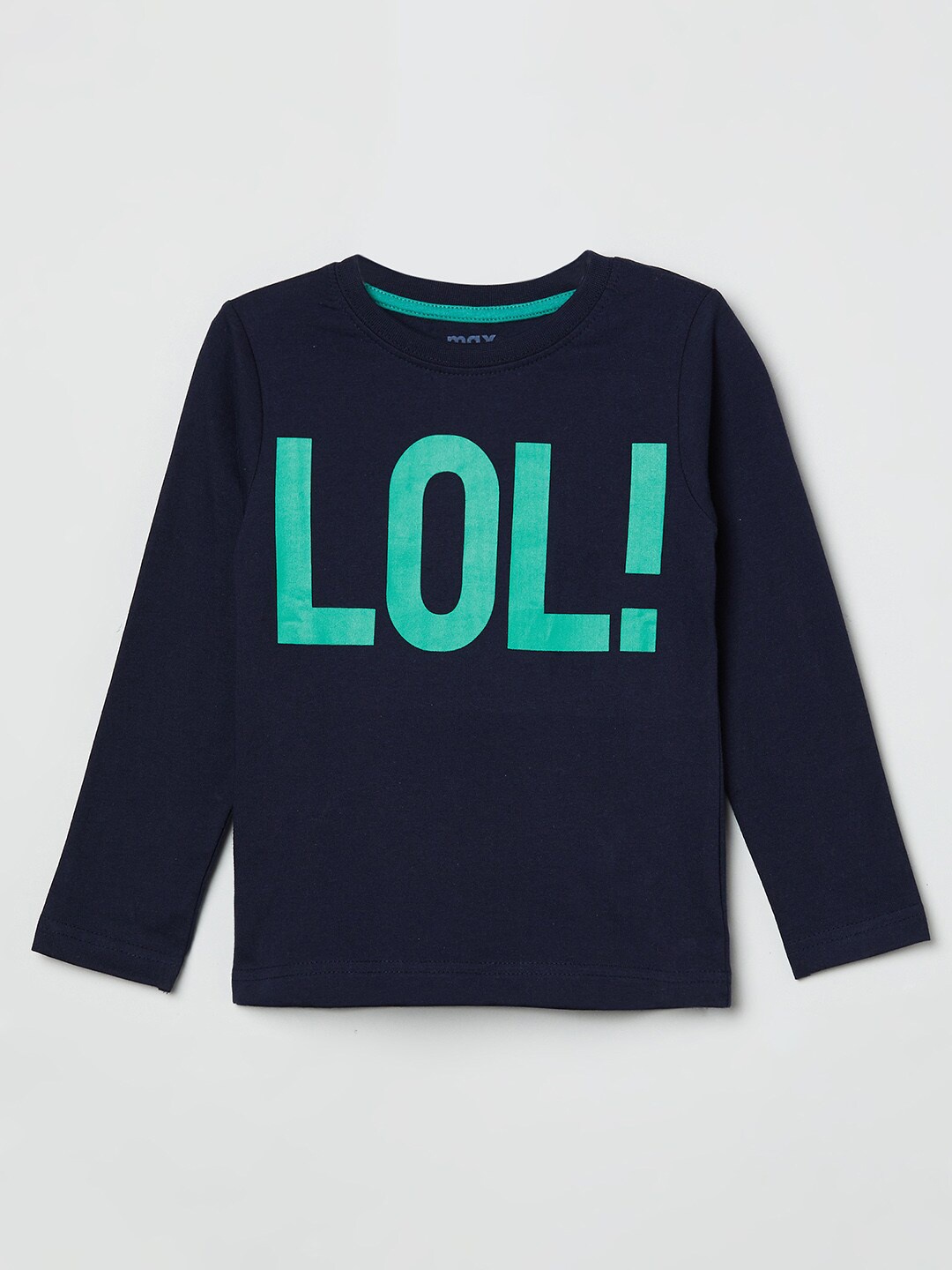 

max Boys Blue Typography Printed T-shirt