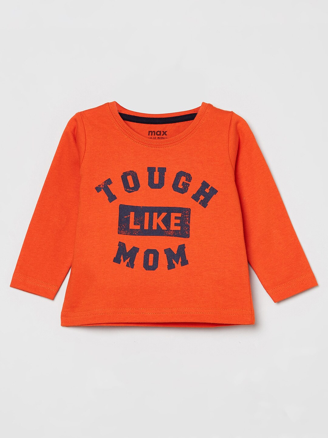 

max Boys Orange Typography Printed Applique T-shirt