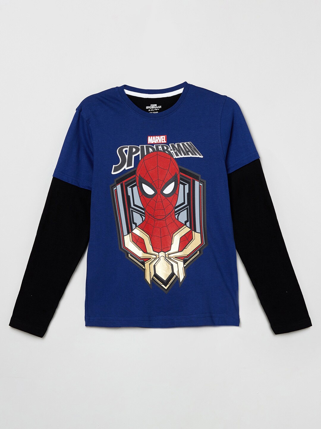 

max Boys Blue Spiderman Graphic Printed T-shirt