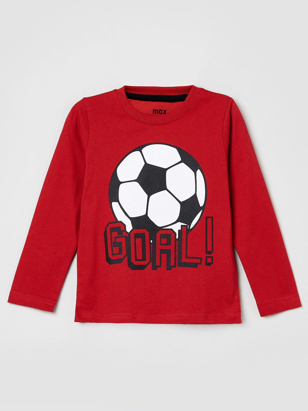 

max Boys Red Printed T-shirt