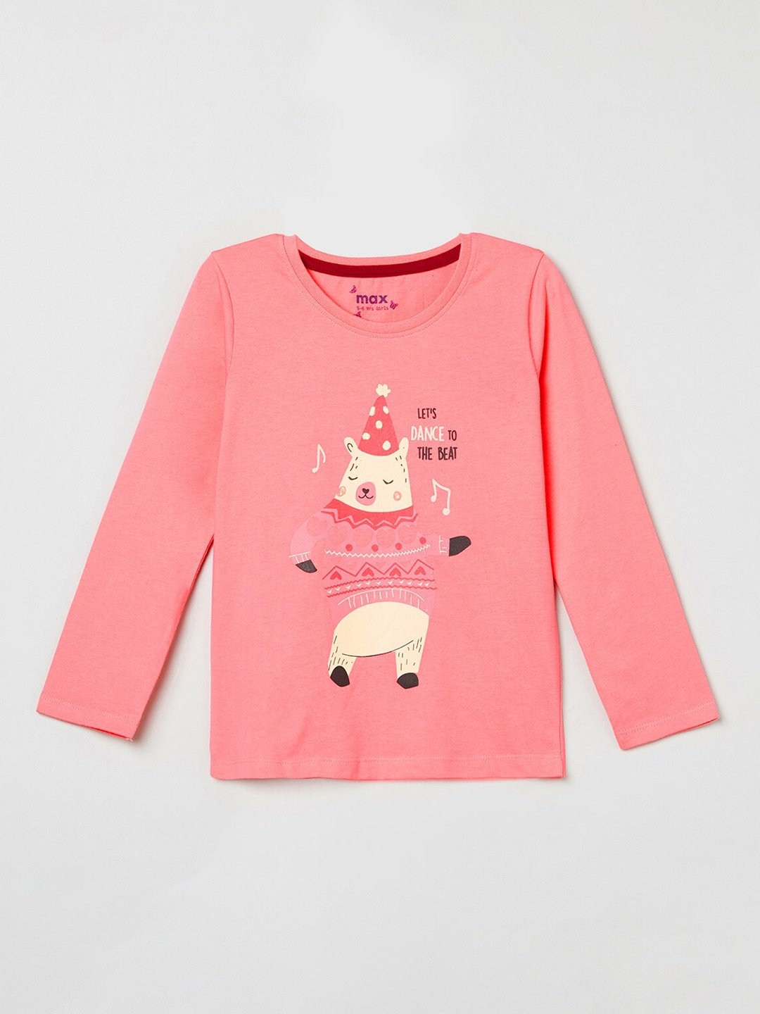 

max Girls Pink Printed Applique T-shirt