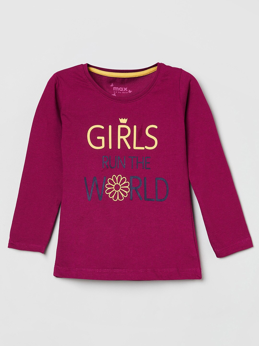 

max Girls Magenta Typography Printed Applique T-shirt