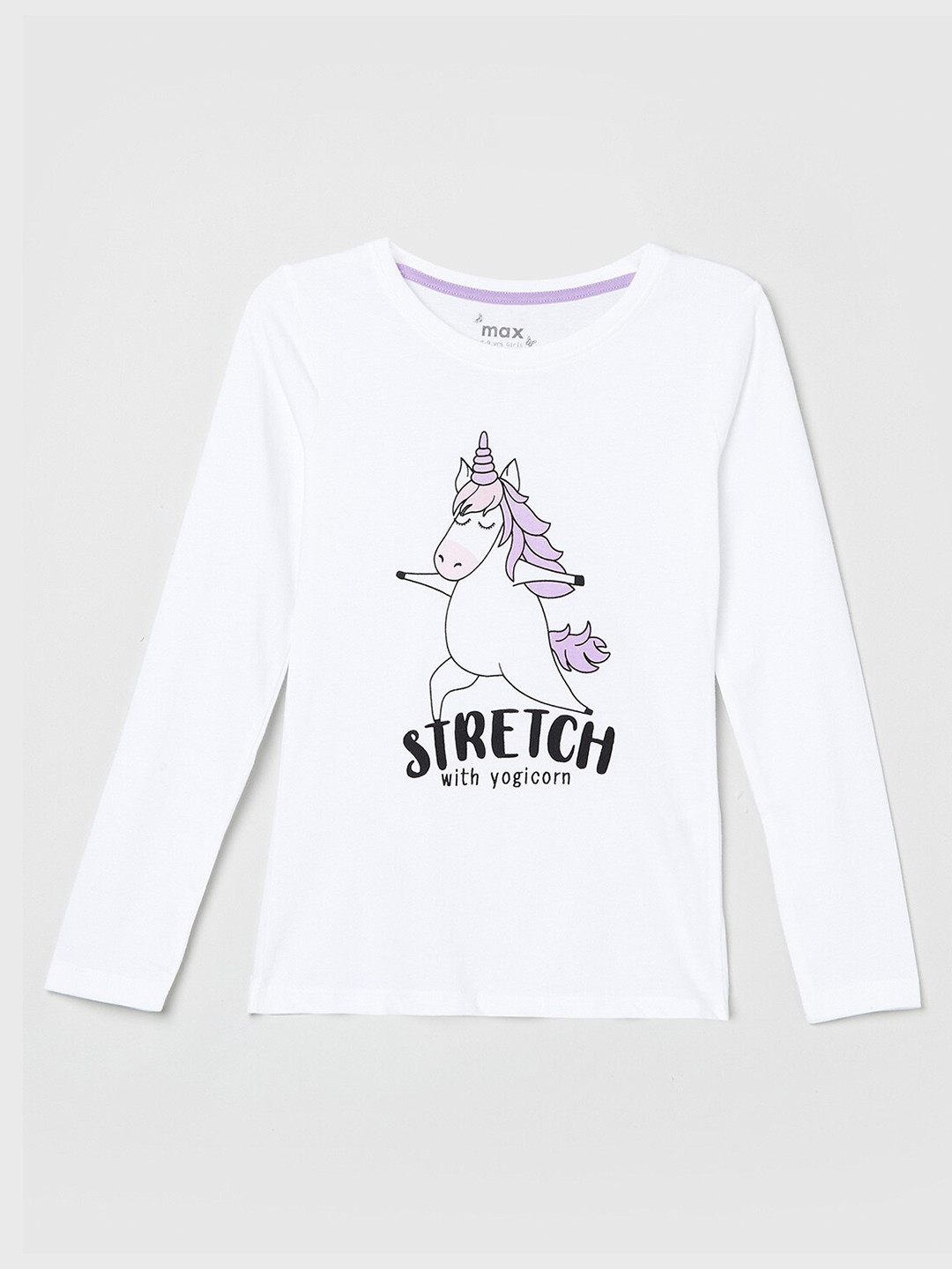 

max Girls White Typography Printed Applique T-shirt