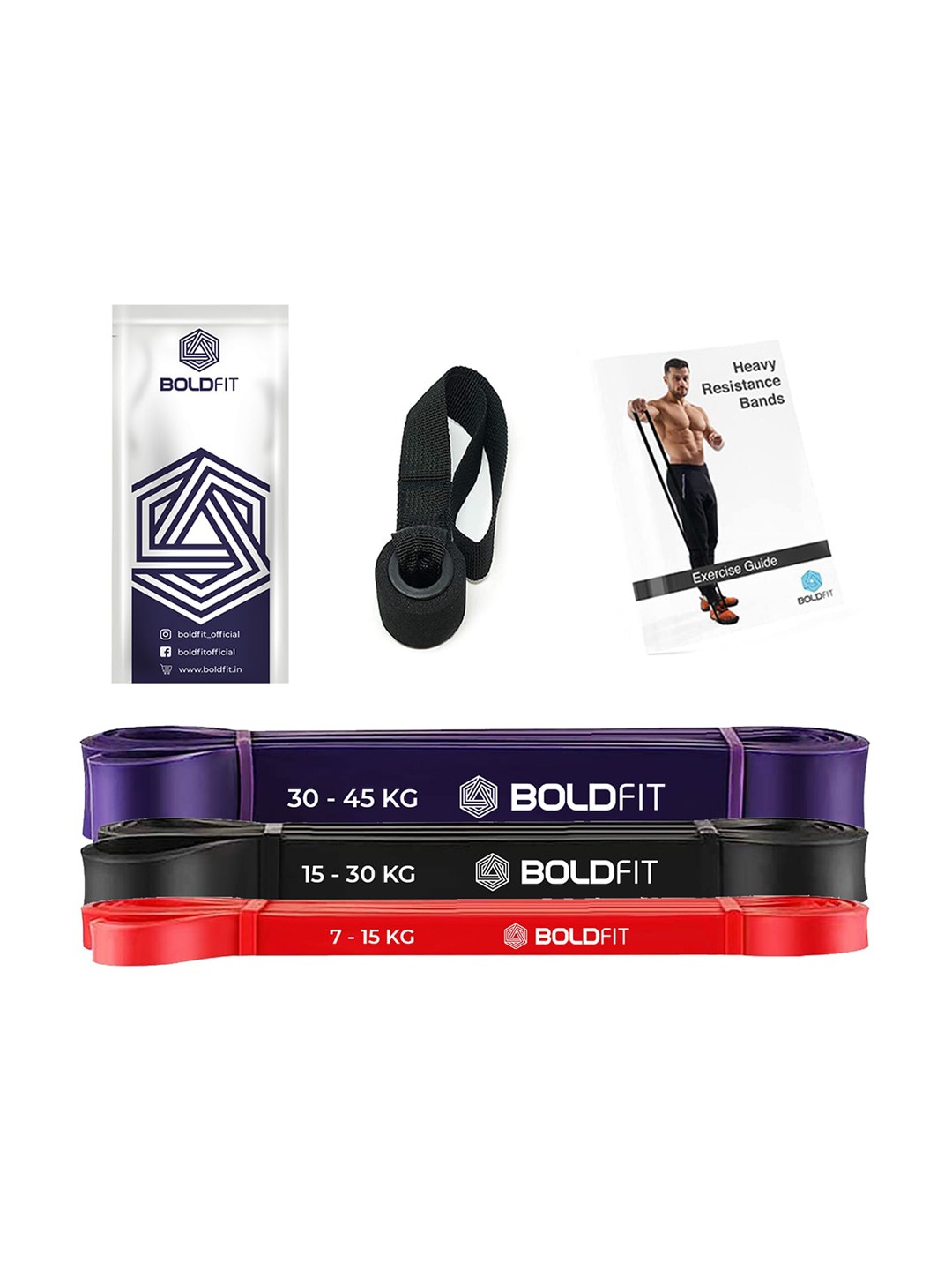 

BOLDFIT Set Of 3 Solid Heavy Resistance Exercise Bands, Purple