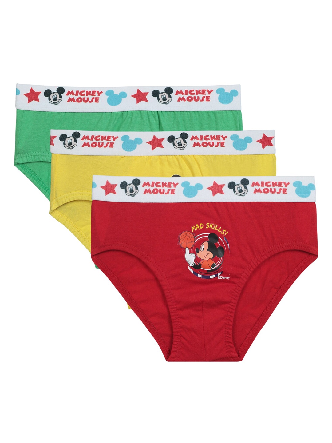 

Bodycare Kids Boys Pack Of 3 Mickey Mouse Printed Cotton Basic Briefs, Red