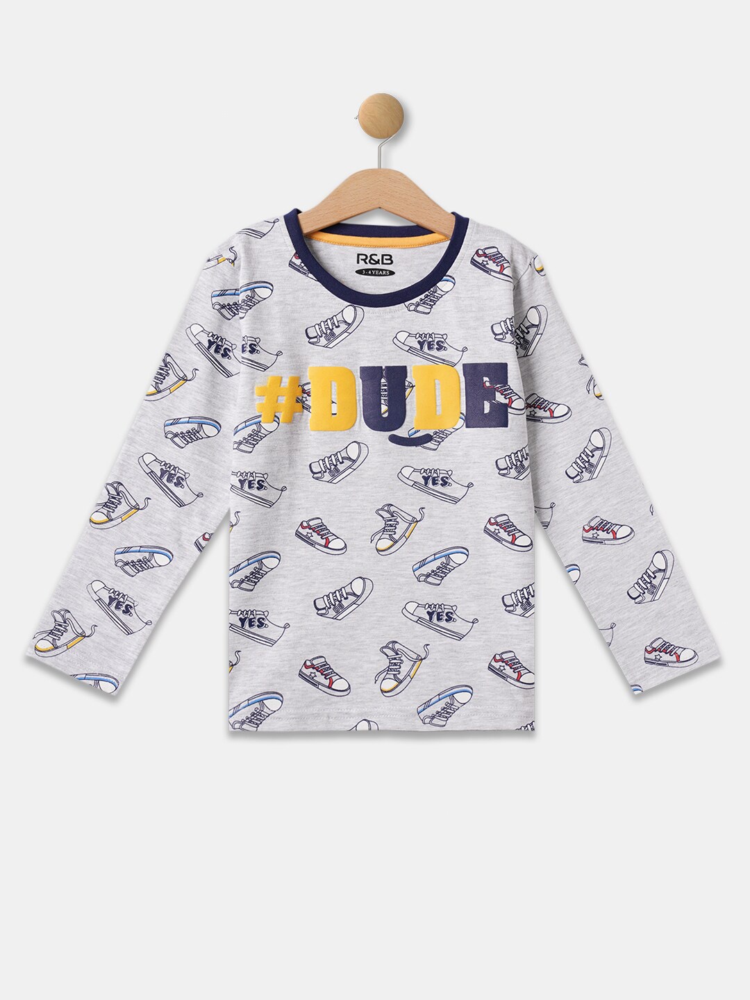 

R&B Boys Grey Printed T-shirt