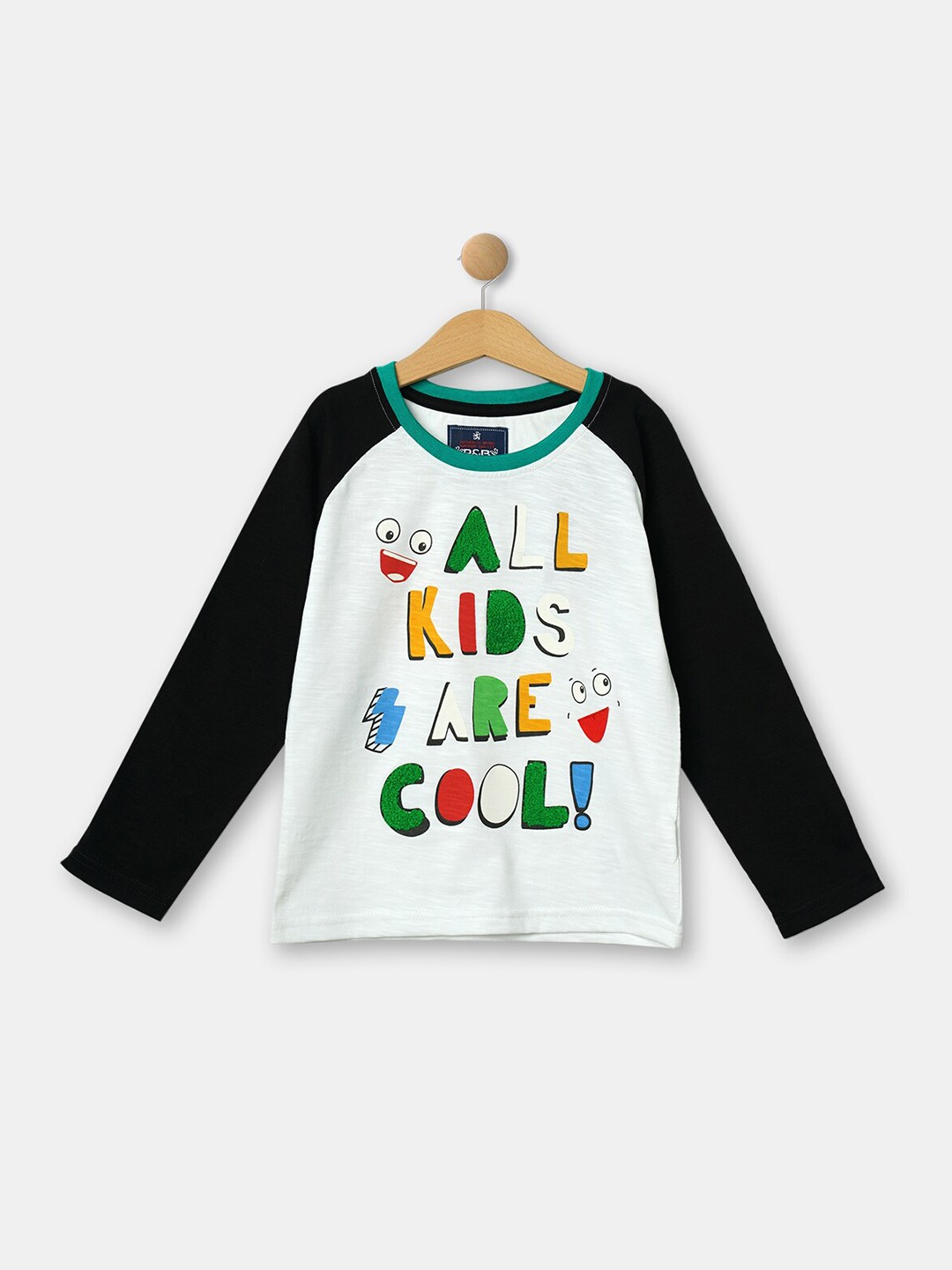 

R&B Boys White & Black Typography Printed Cotton T-shirt