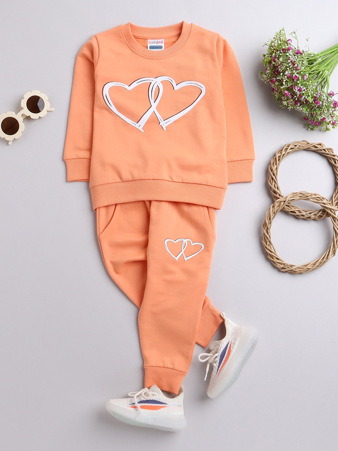 

BUMZEE Girls Orange & White T-shirt with Pyjamas