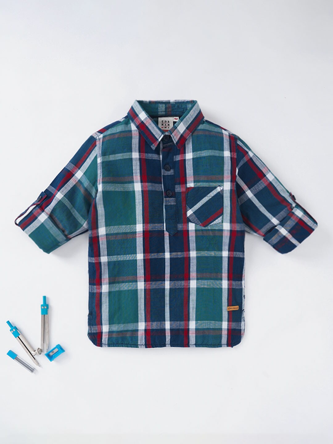 

Ed-a-Mamma Boys Multicoloured Tartan Checks Checked Casual Shirt, Multi